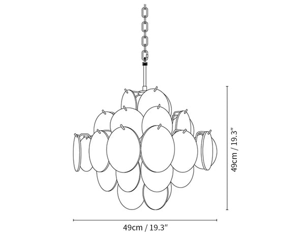 Vintage Murano White Disks Chandelier