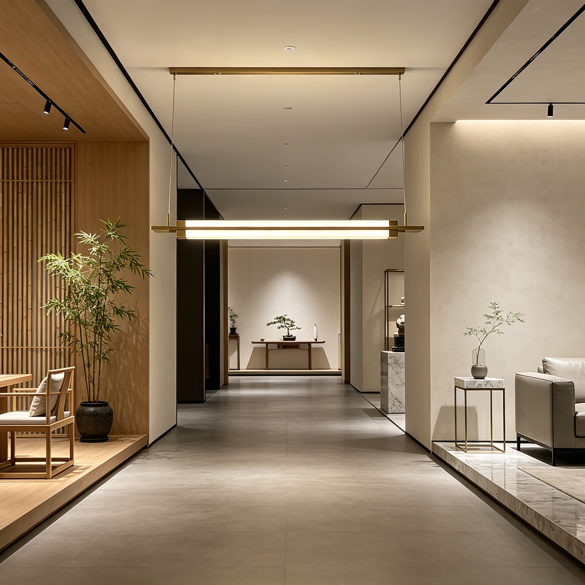 Casailighting Double-Layer Linear Alabaster & Brass Pendant Light