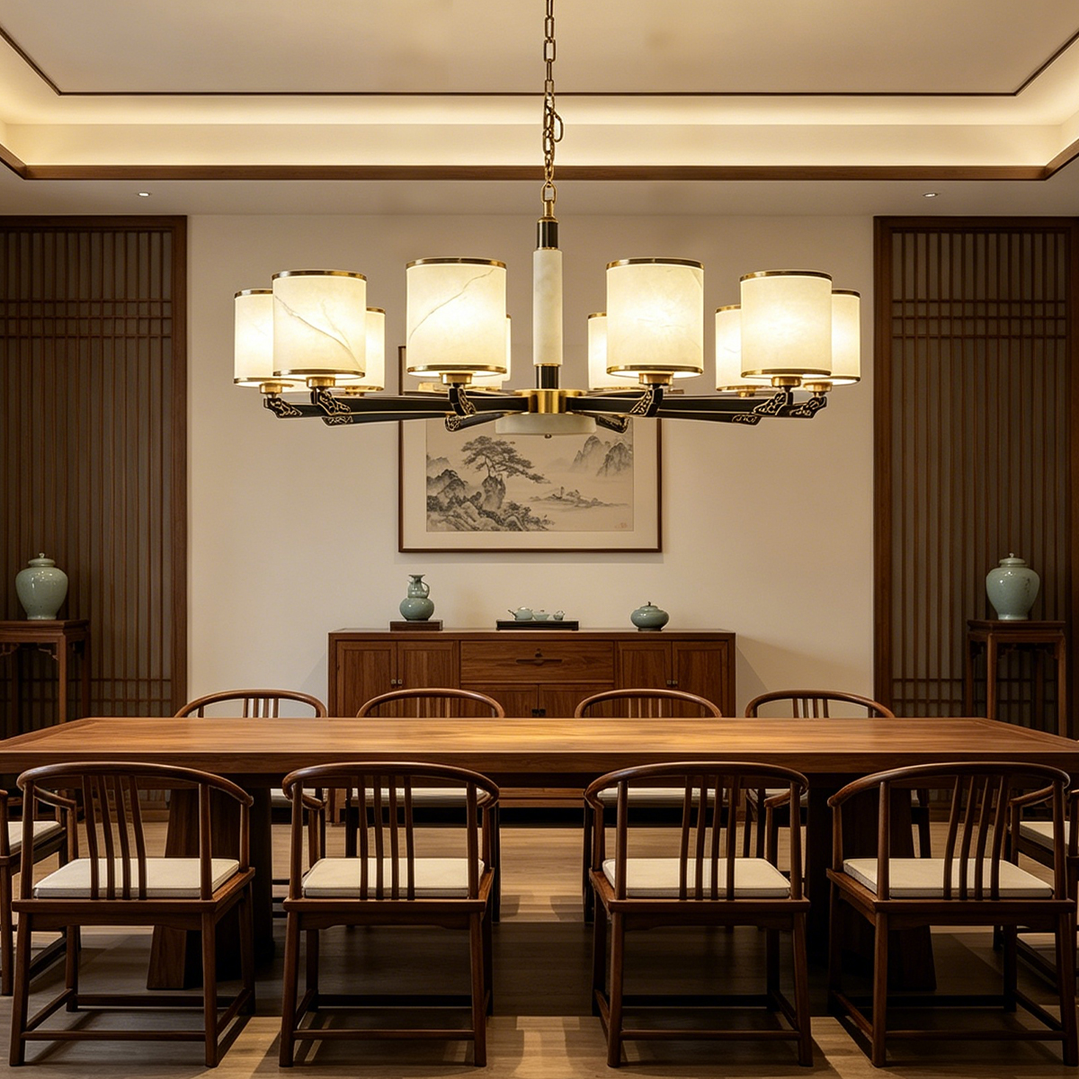Casailighting Traditional Multi-Light Alabaster & Brass Chandelier