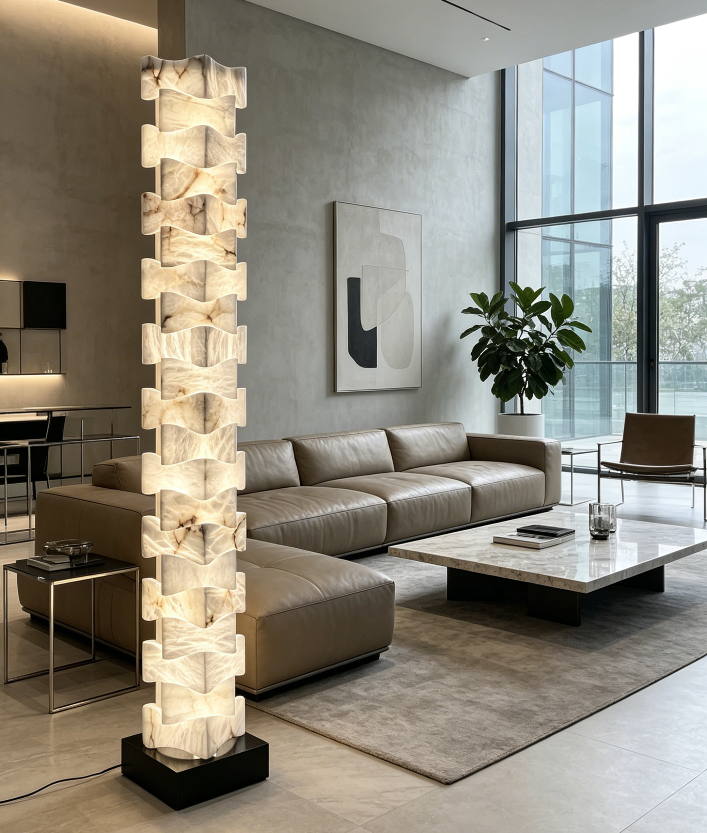 Casailighting Handcrafted Layered Alabaster Floor Lamp