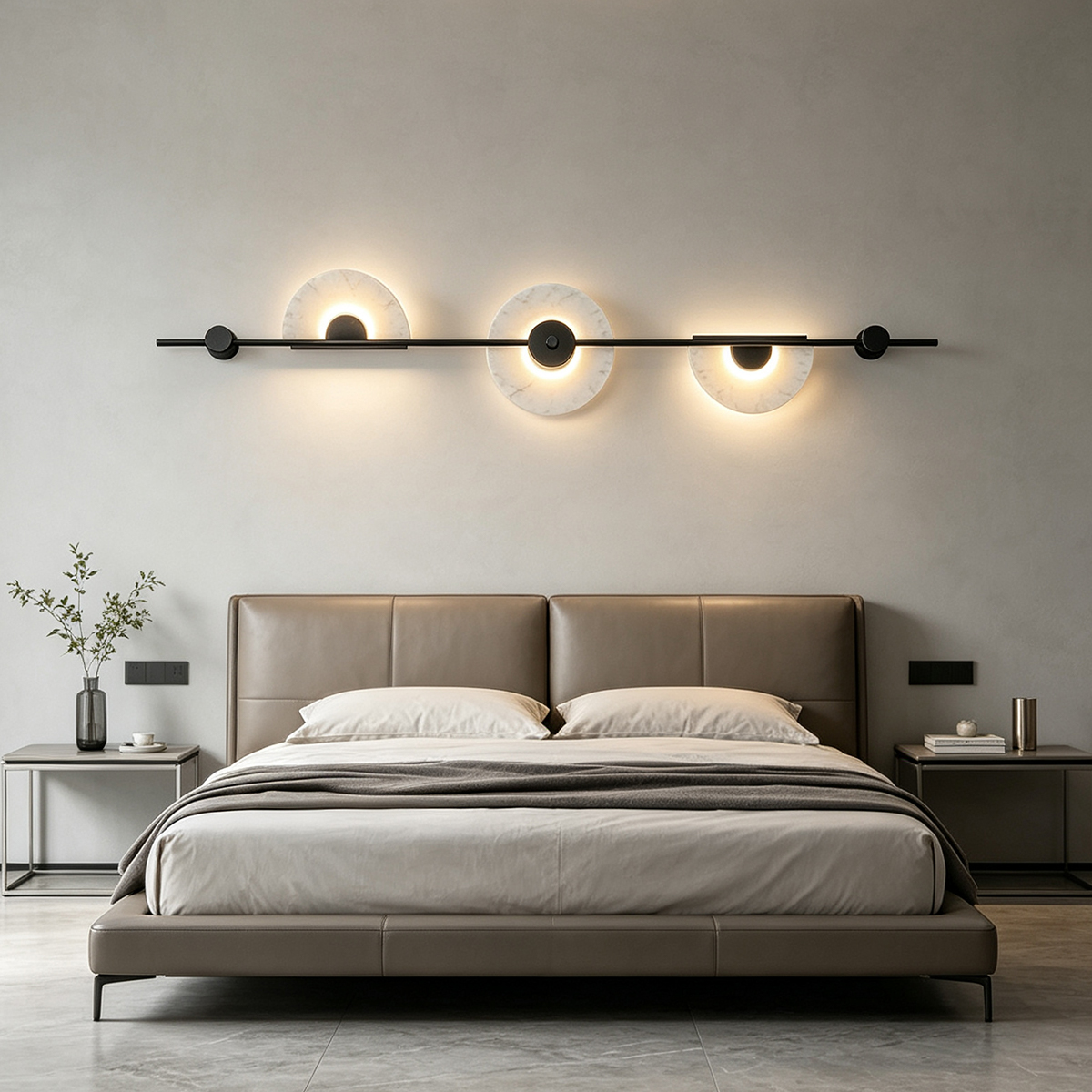 Casailighting Vertical Alabaster Wall Sconce | Black Metal & Natural Stone