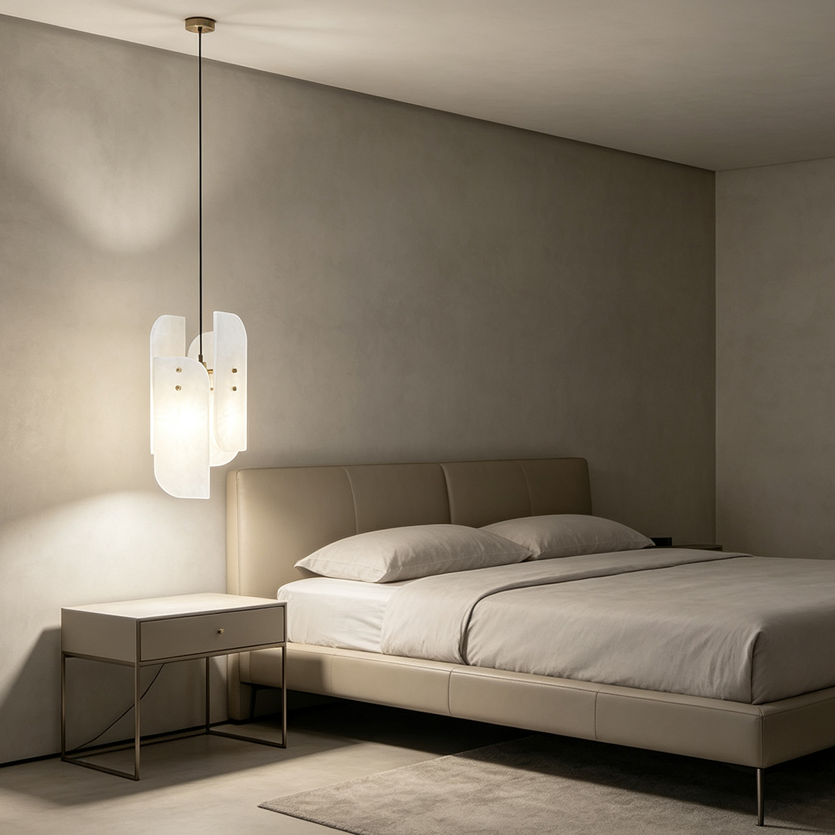 Casailighting “Layered Veil” Alabaster & Brass Pendant Light