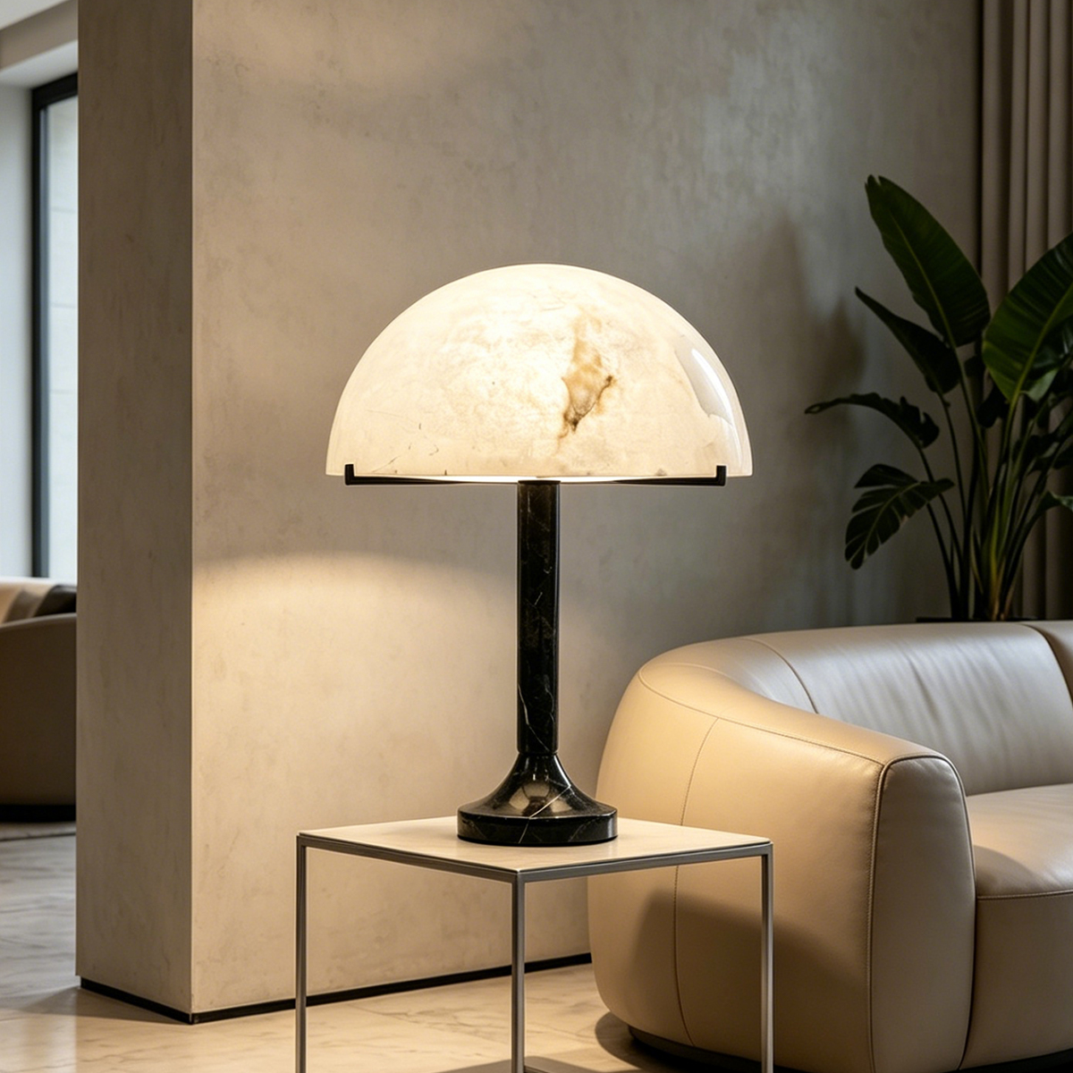 Casailighting Emerie Alabaster Table Lamp | Brass Base & Natural Stone