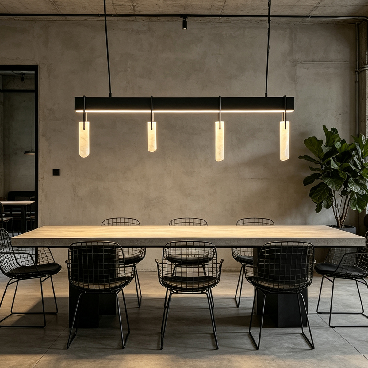 Casailighting Linear Alabaster & Blackened Brass Chandelier