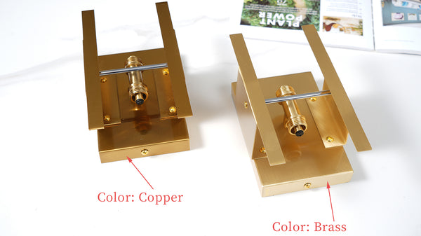 Alabaster wall lamp copper vs brass finish comparison