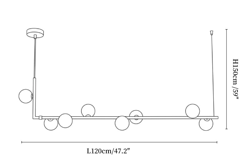 Lunara Alabaster Orb Chandelier — 8-light size diagram