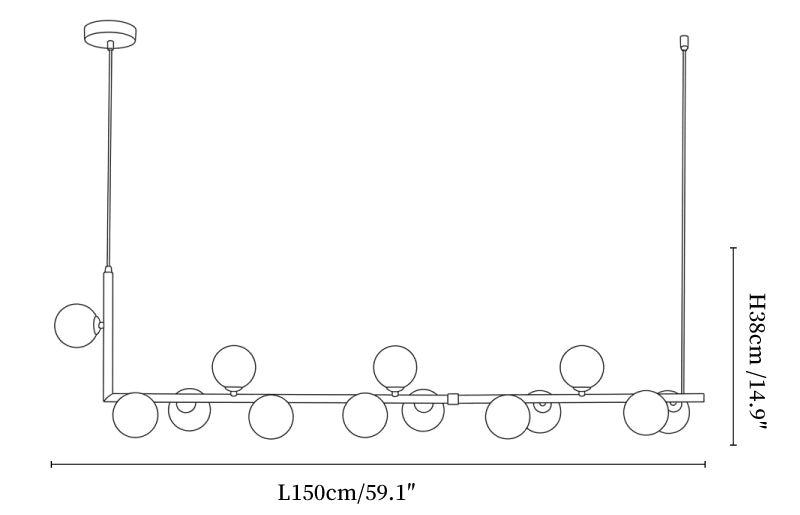 Lunara Alabaster Orb Chandelier — 13-light size diagram