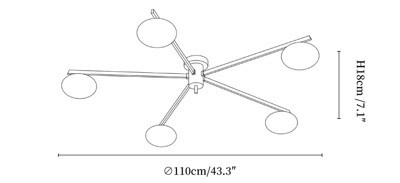 Jasper Alabaster Ceiling Lamp — 5-head size diagram