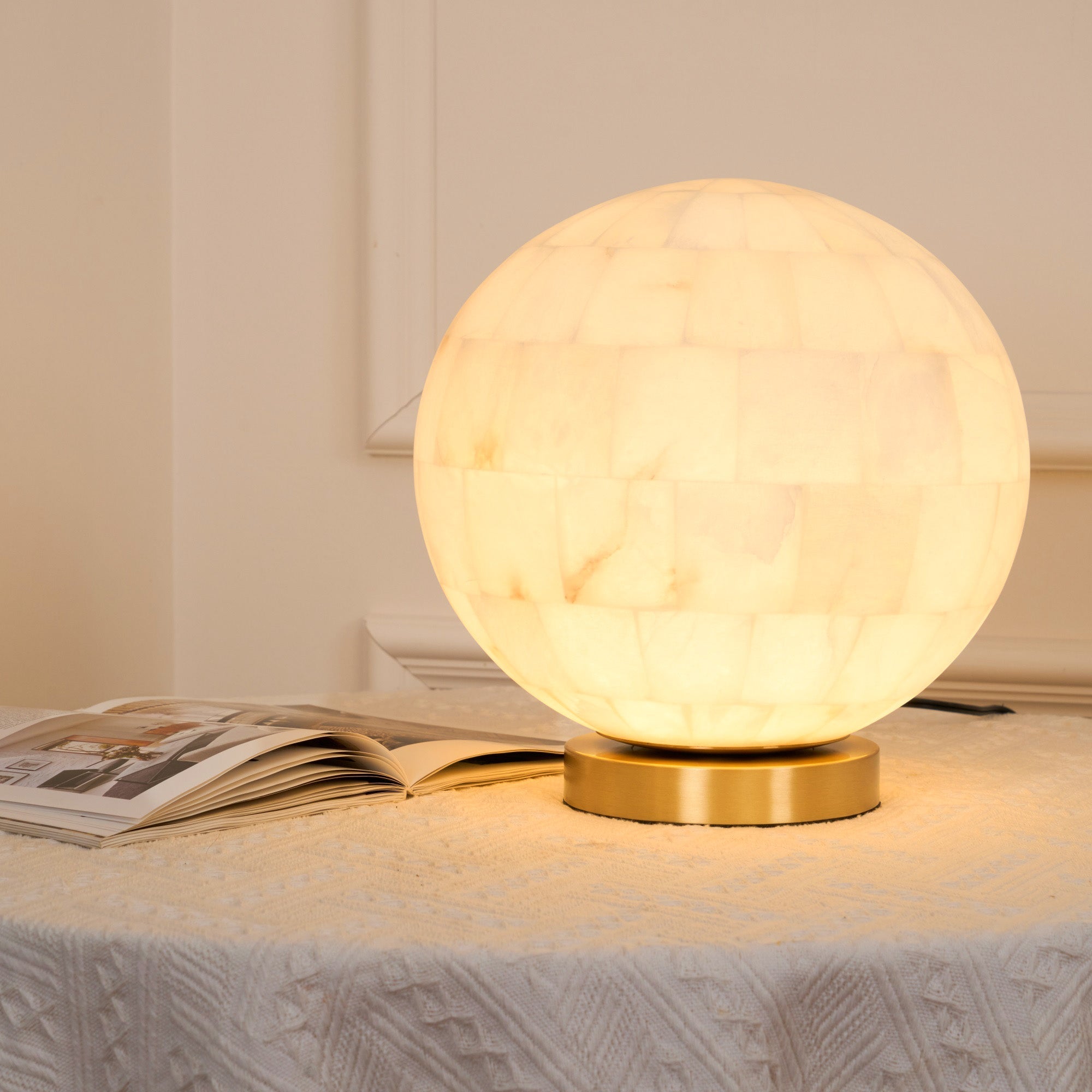 Alabaster Ball Table Lamp