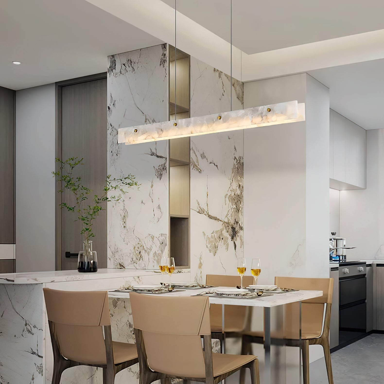 Alabaster LED Linear Pendant Light