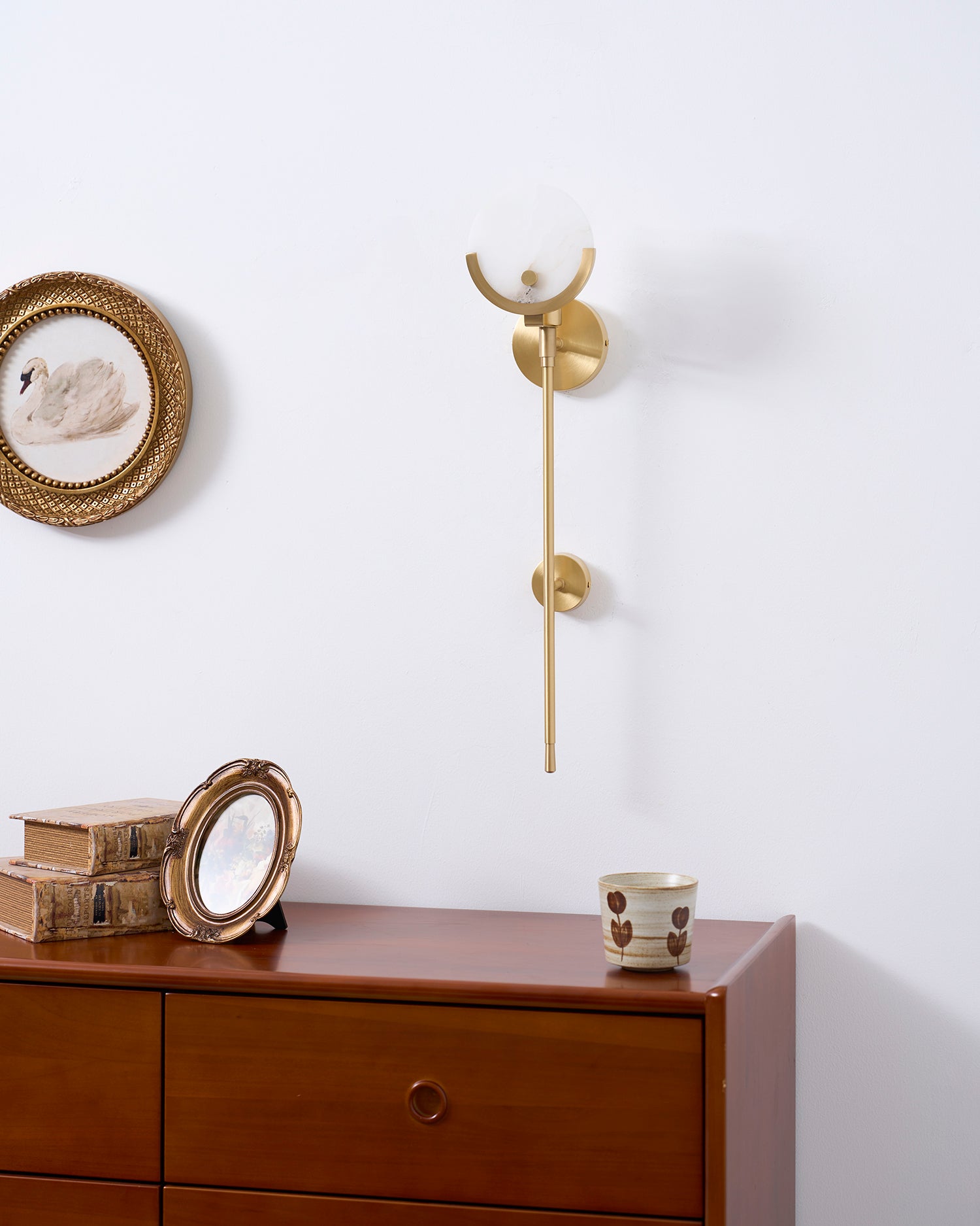 Ava Brass Alabaster Wall Lamp