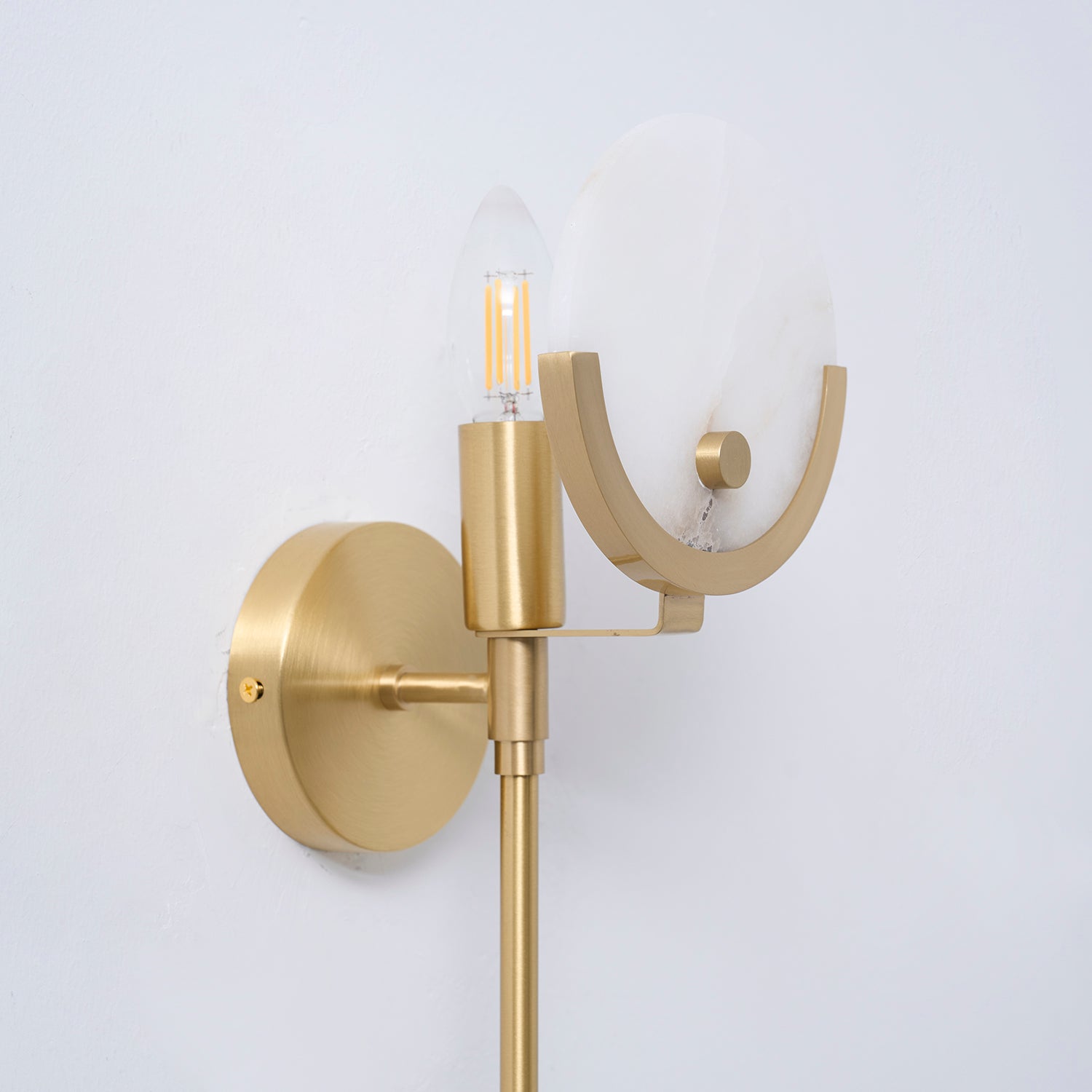 Ava Brass Alabaster Wall Lamp