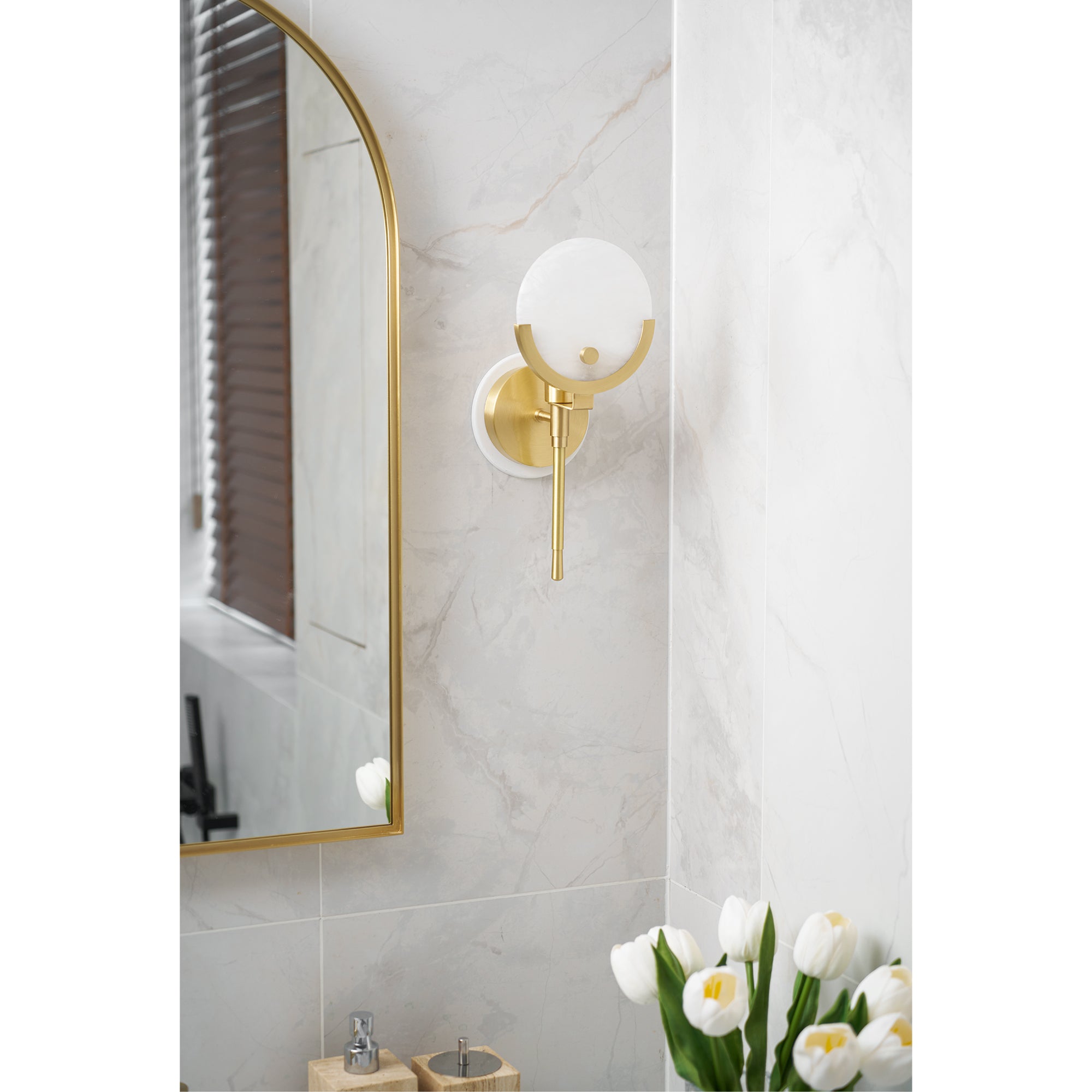 Ava Brass Alabaster Wall Lamp