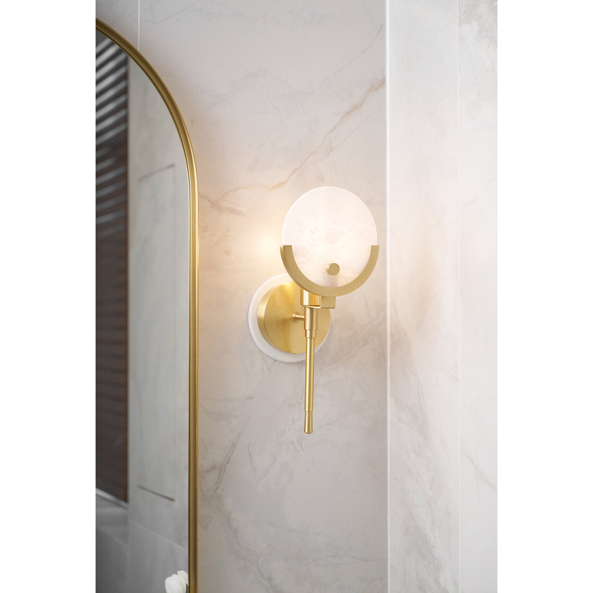 Ava Brass Alabaster Wall Lamp