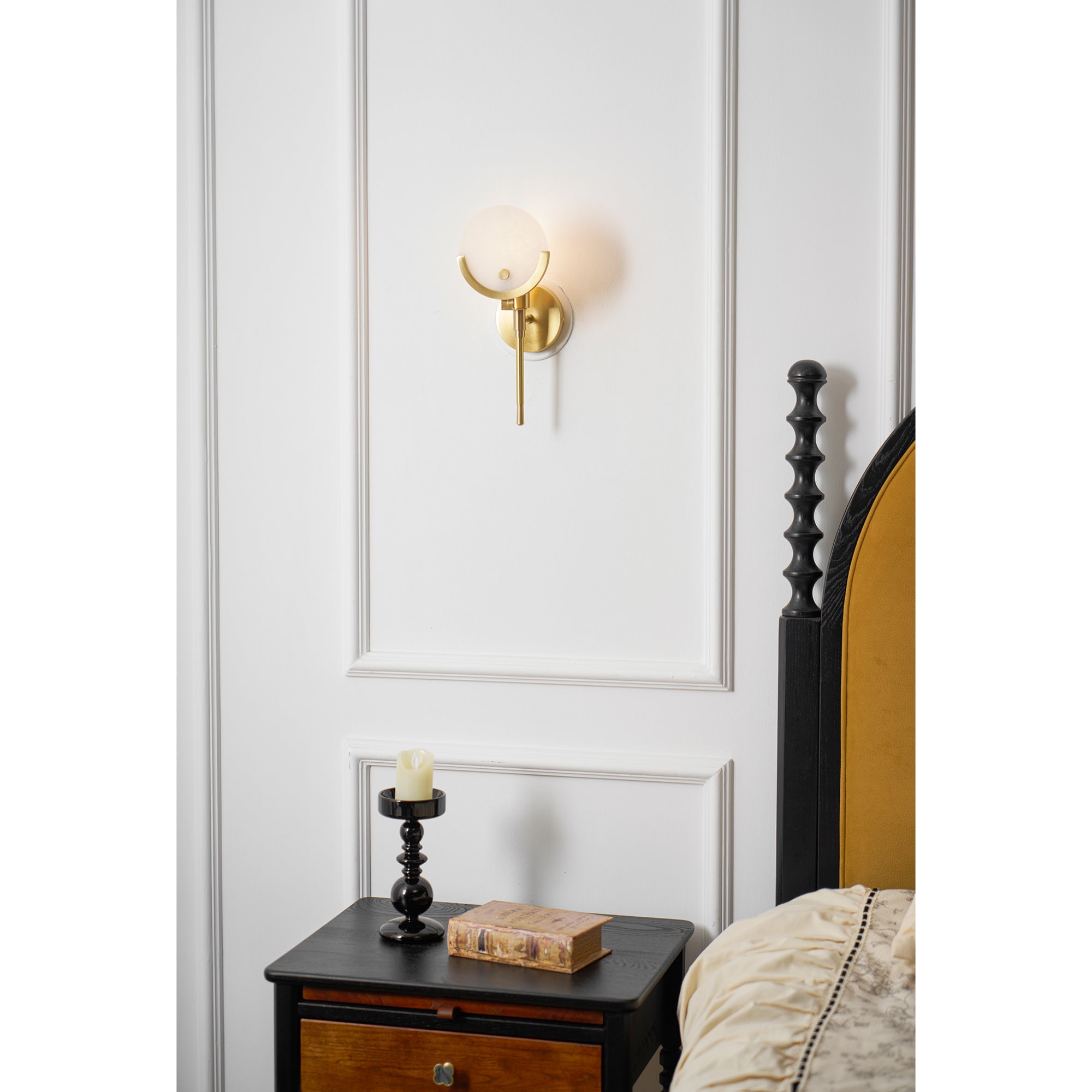 Ava Brass Alabaster Wall Lamp