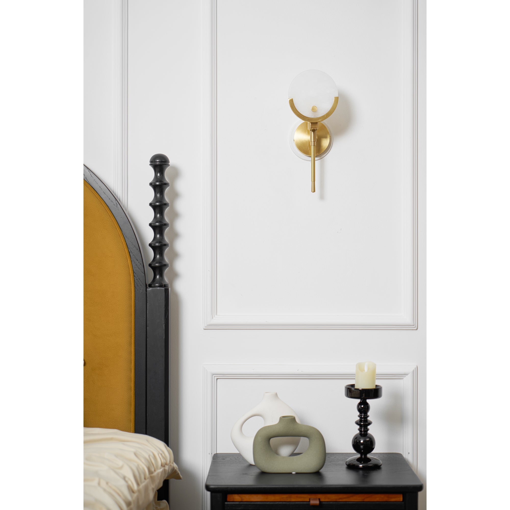 Ava Brass Alabaster Wall Lamp