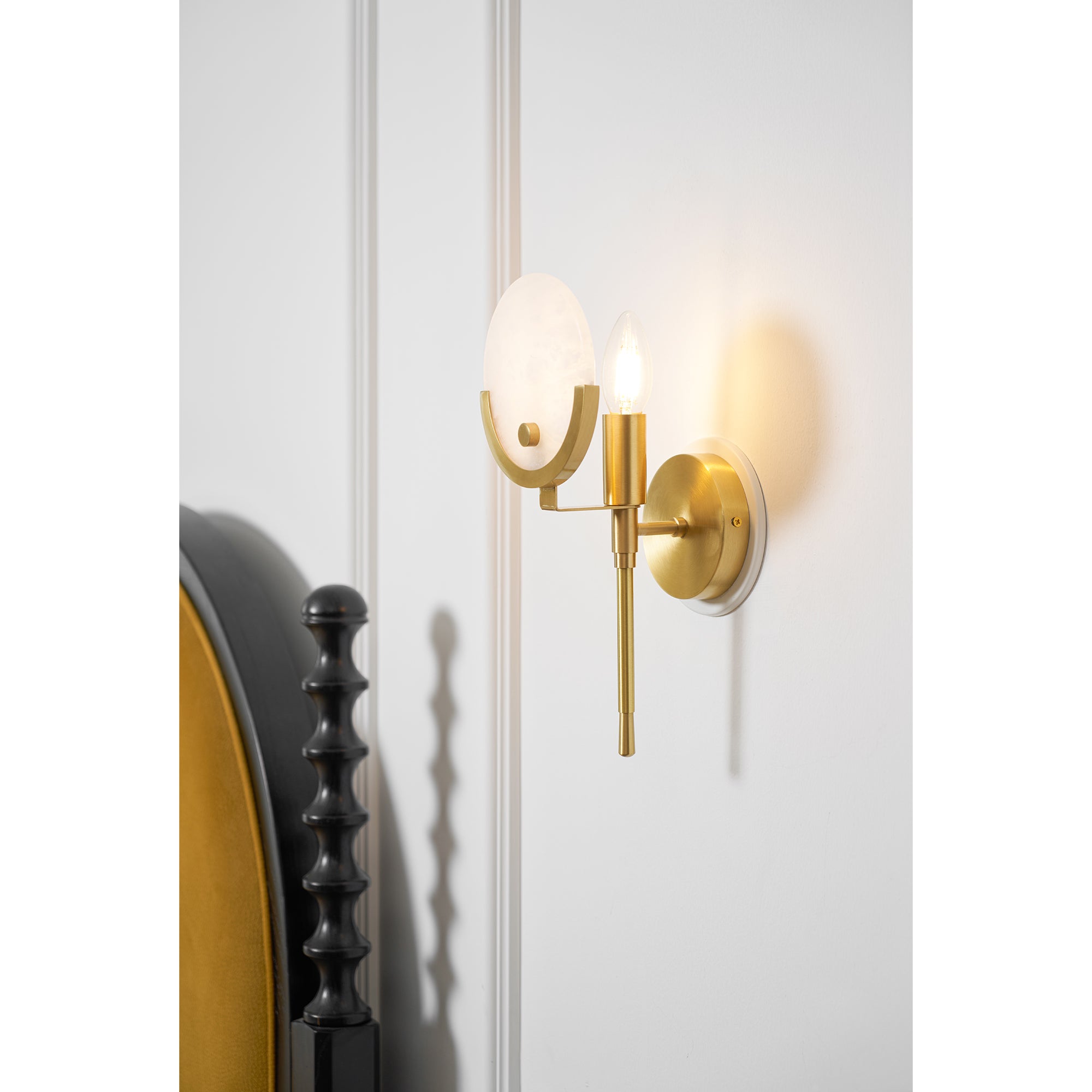 Ava Brass Alabaster Wall Lamp