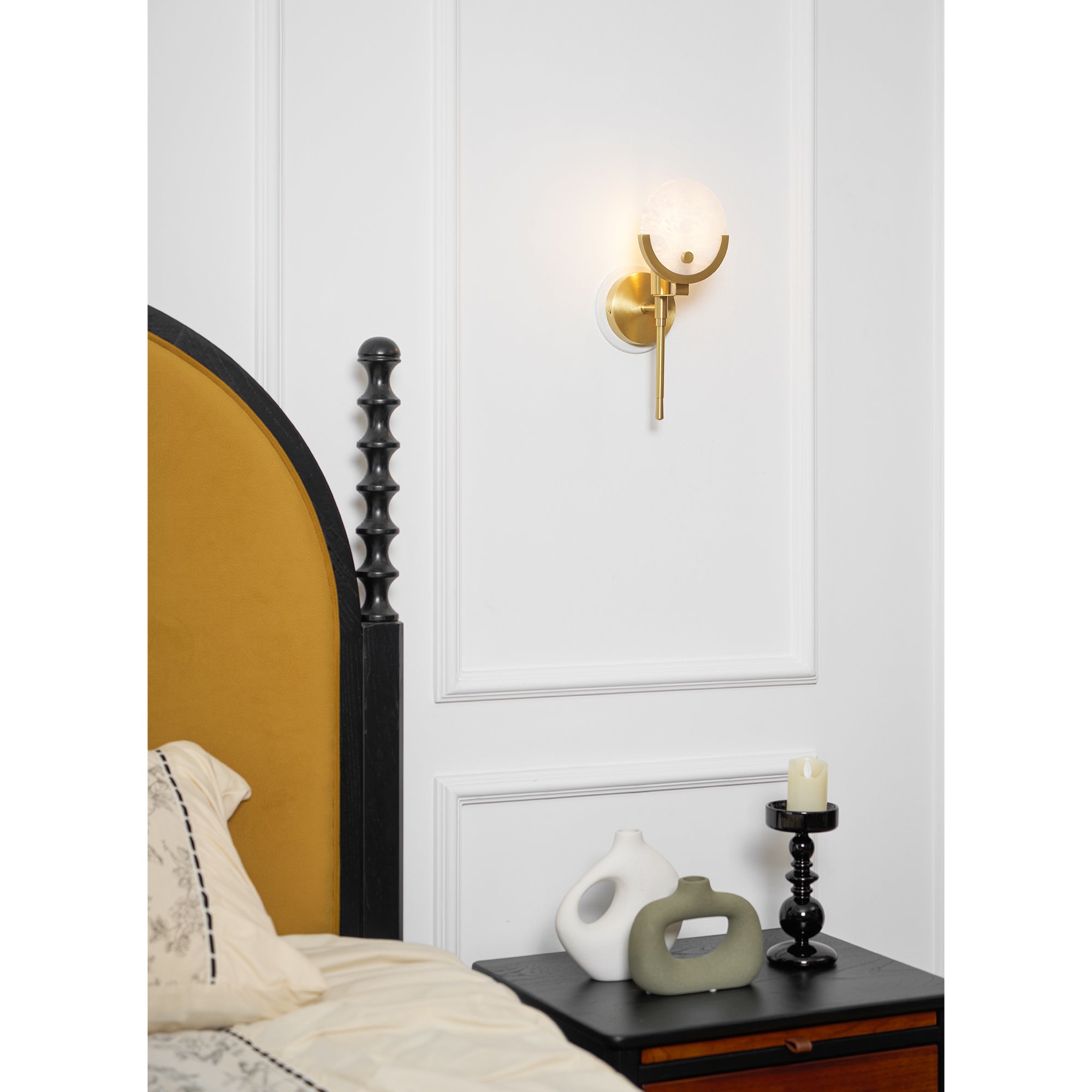 Ava Brass Alabaster Wall Lamp