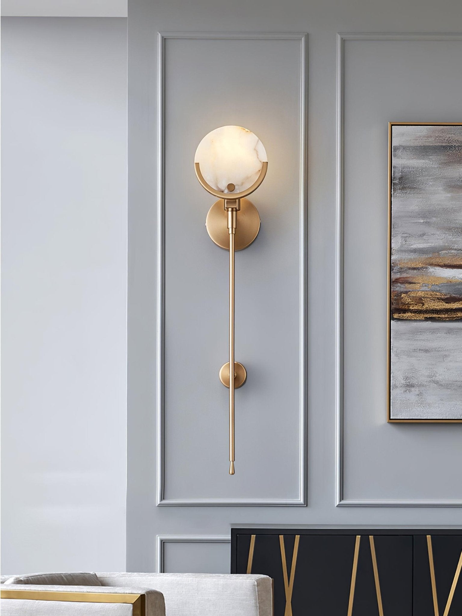 Ava Brass Alabaster Wall Lamp