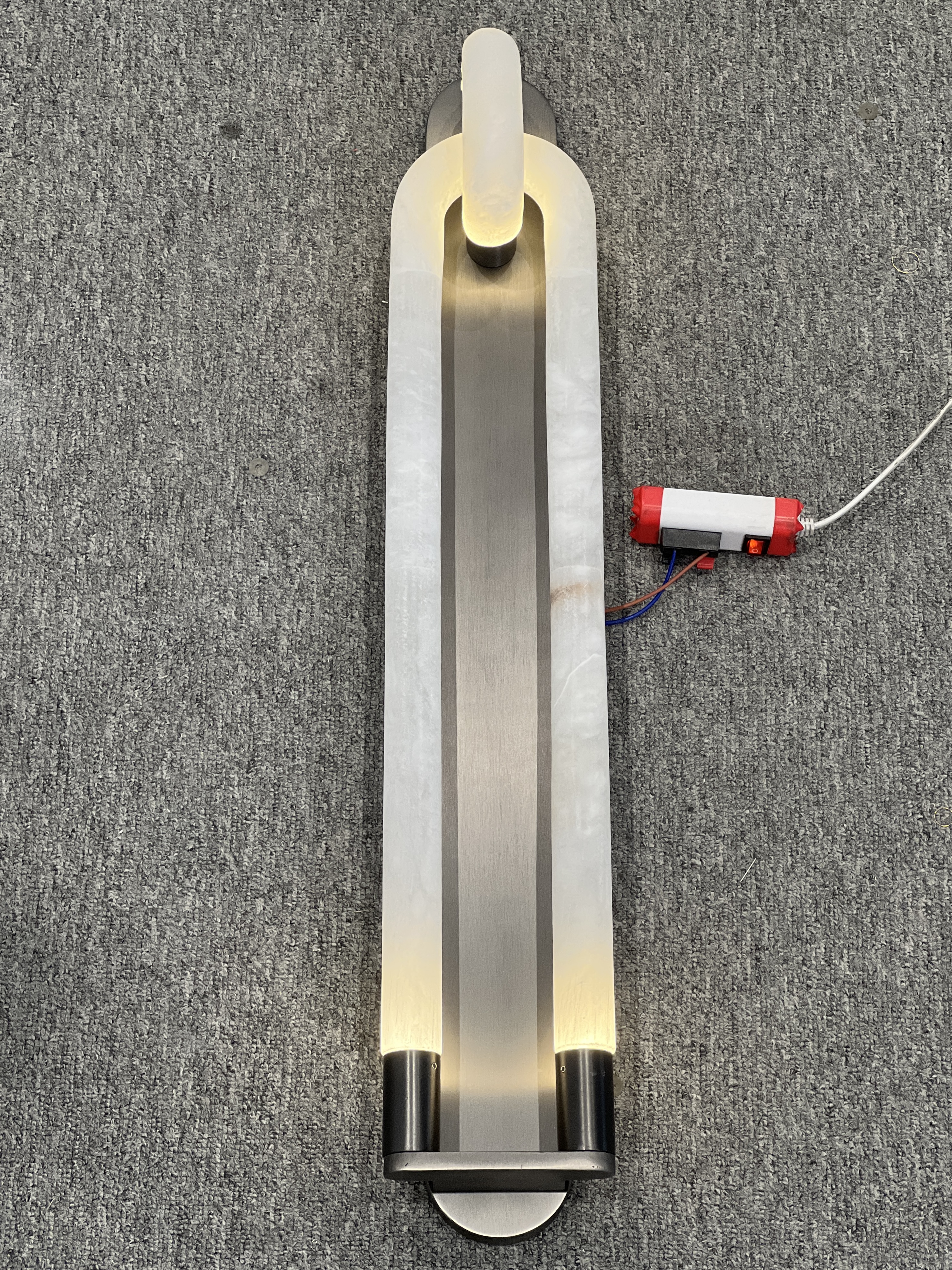 CASA Lighting Astria II Alabaster Wall Sconce | Brushed Stainless Steel & Natural Stone