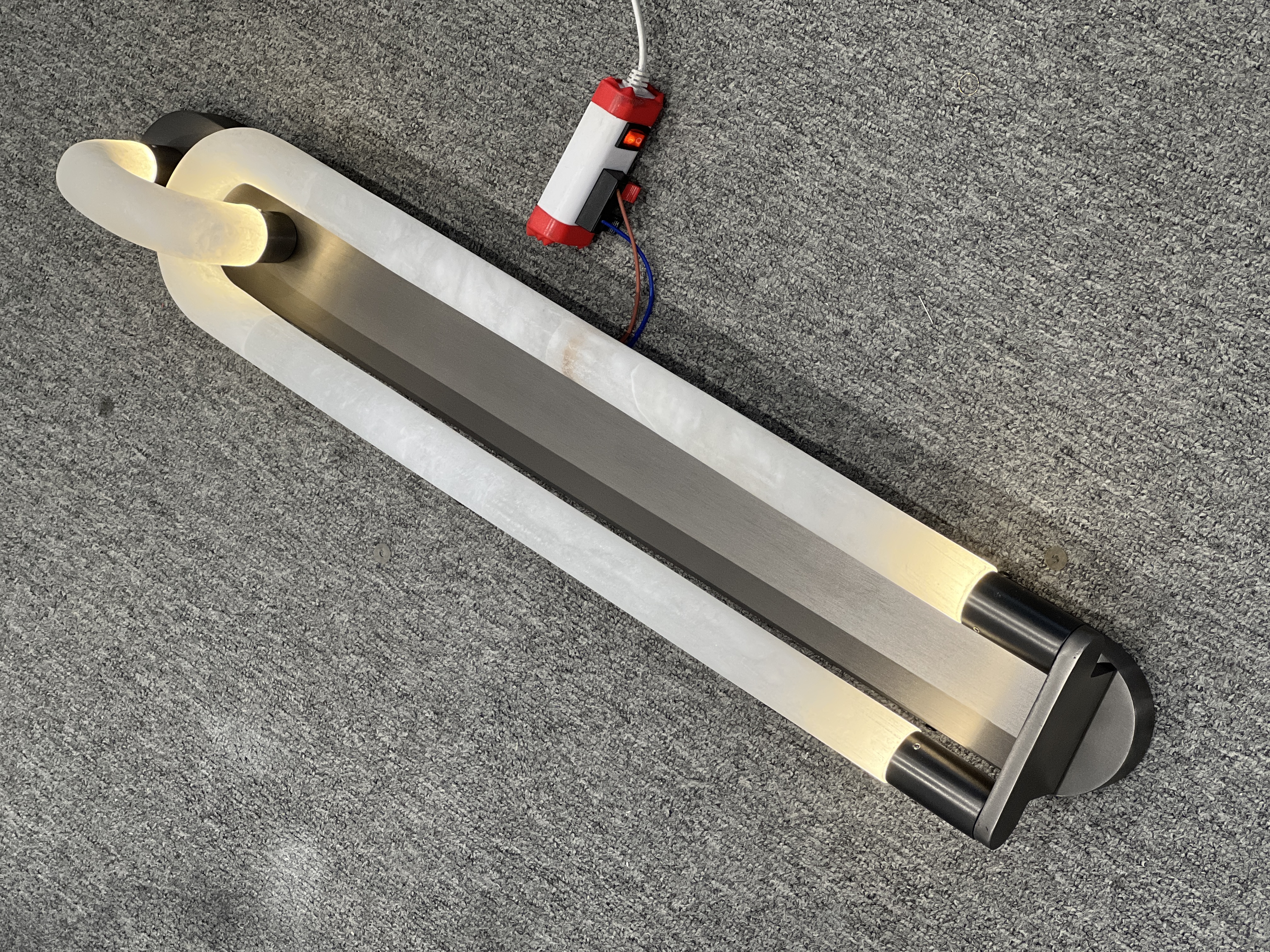 CASA Lighting Astria II Alabaster Wall Sconce | Brushed Stainless Steel & Natural Stone