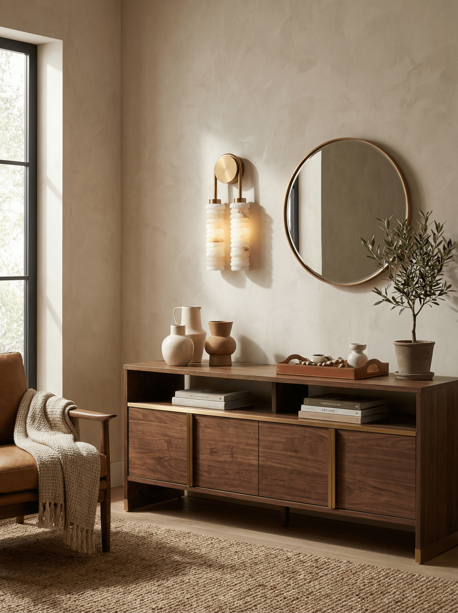 Calla Ribbed Alabaster Sconce