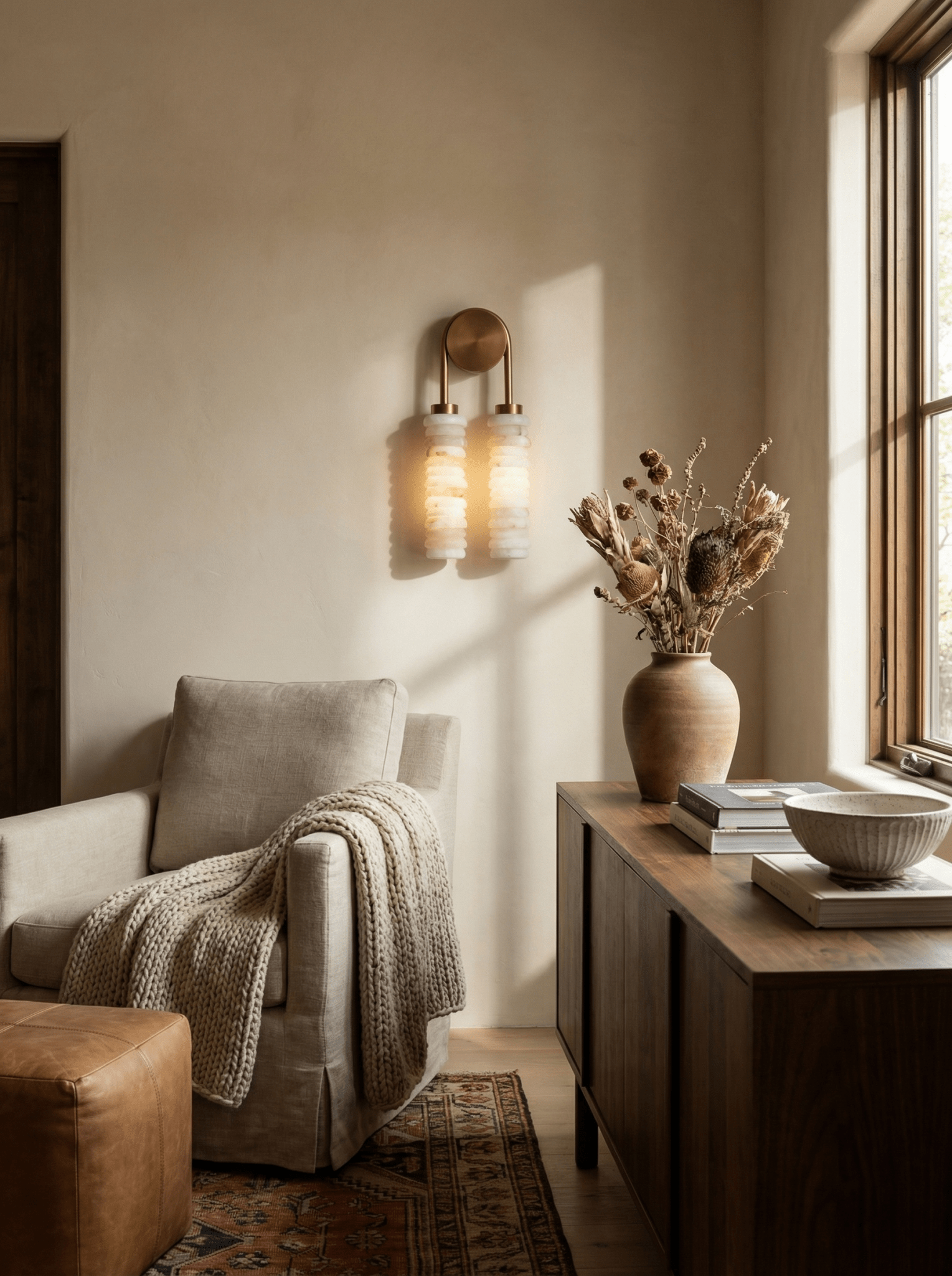 Calla Ribbed Alabaster Sconce
