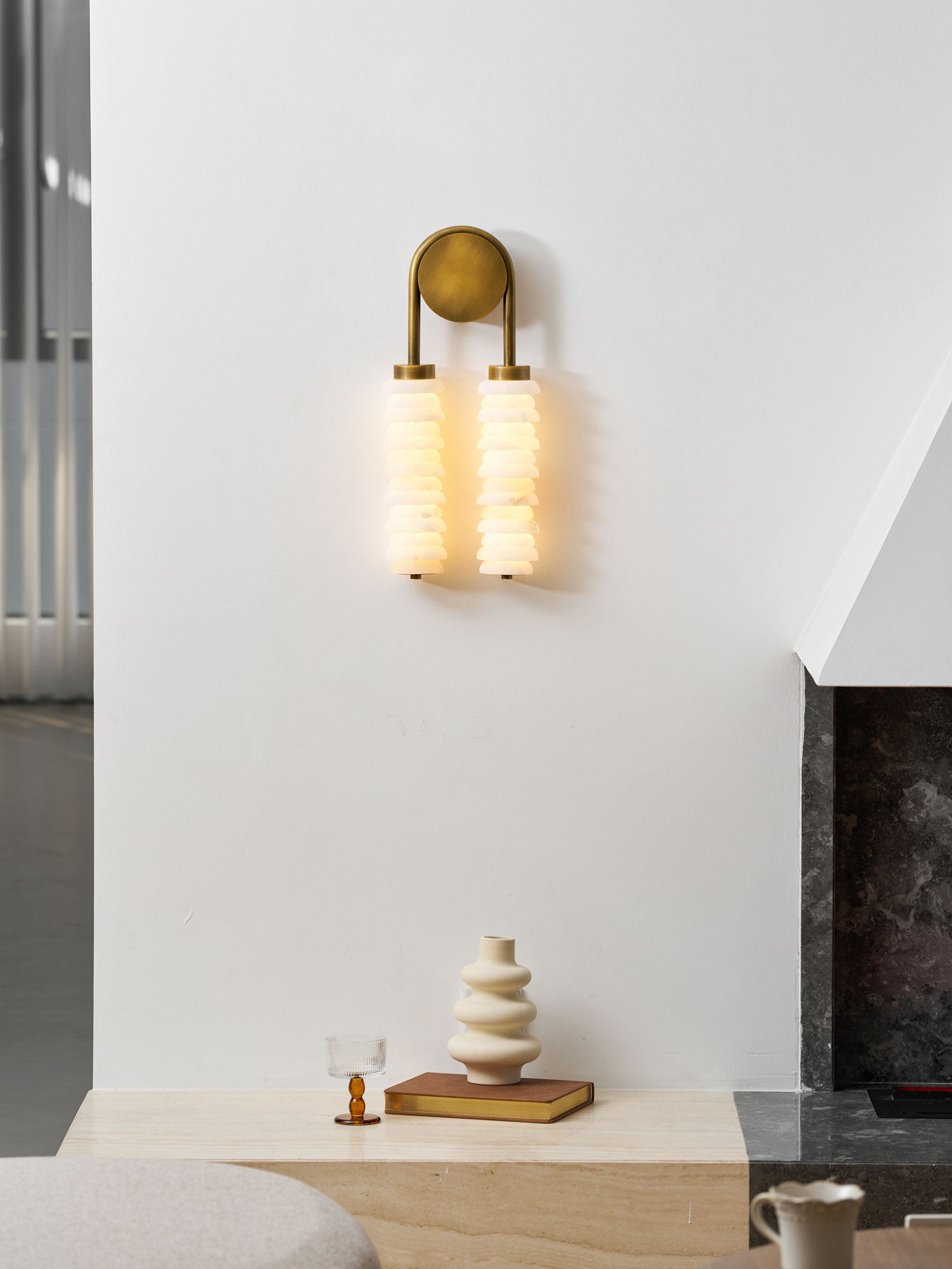 Calla Ribbed Alabaster Sconce