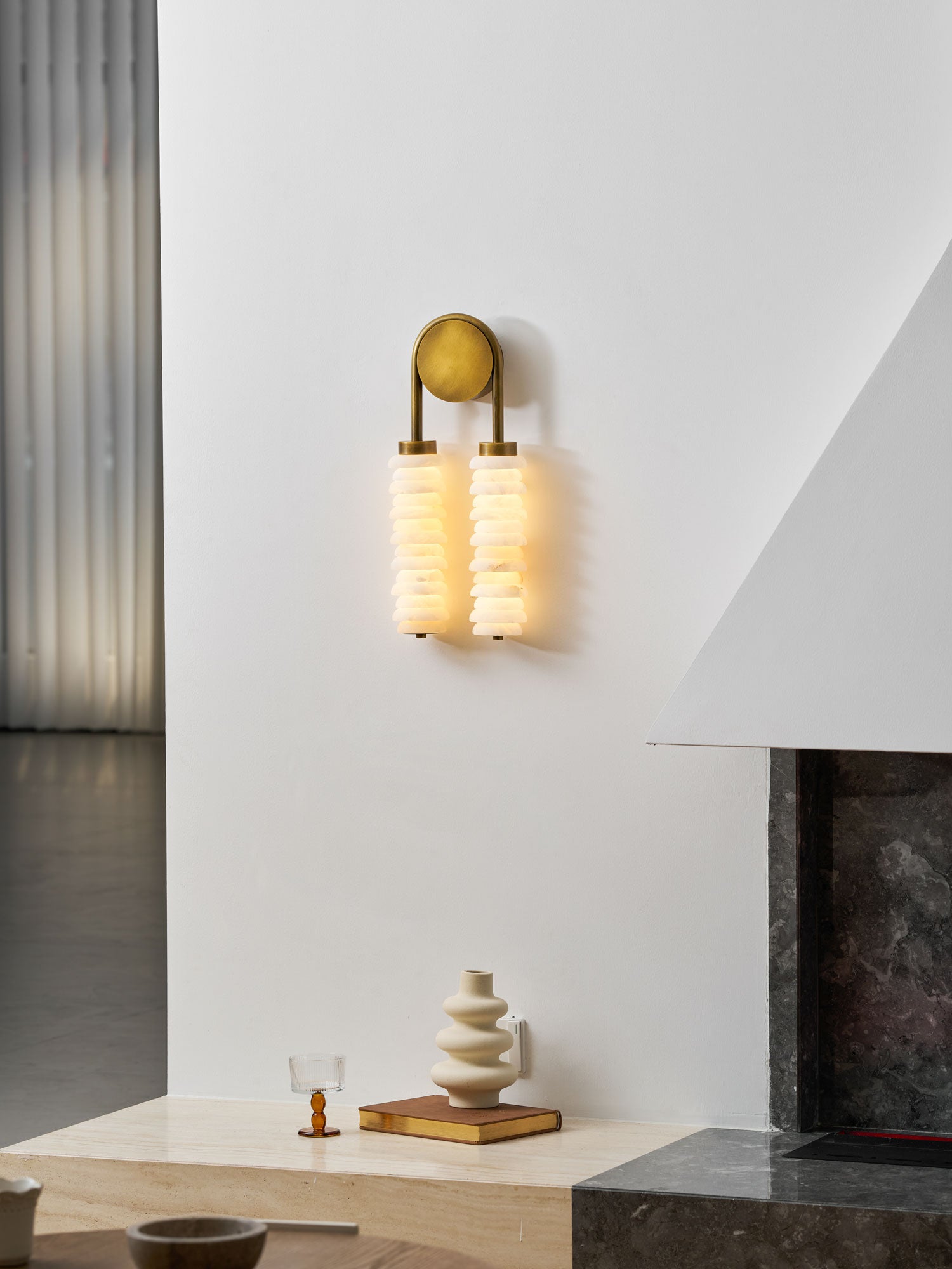 Calla Ribbed Alabaster Sconce