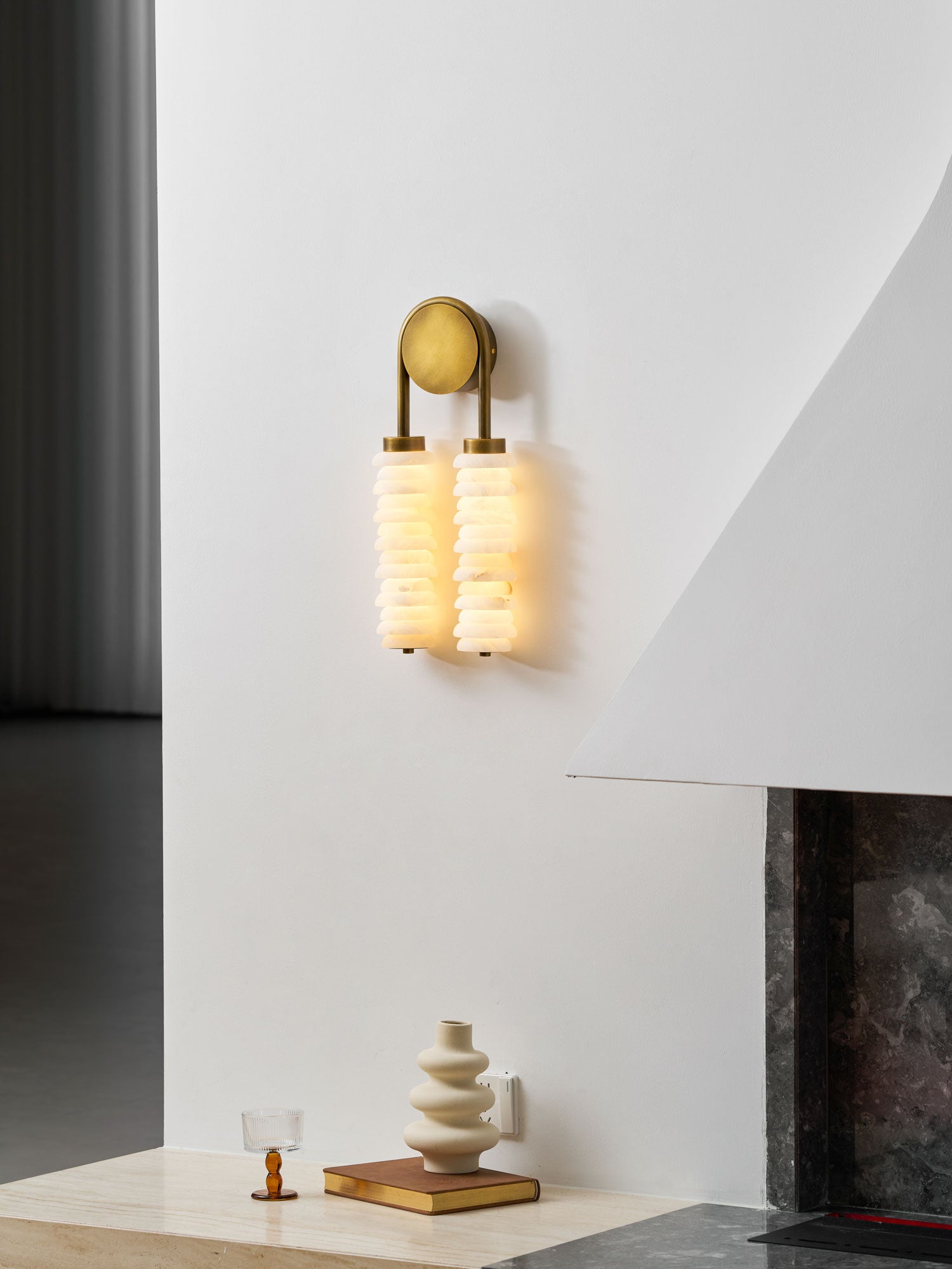 Calla Ribbed Alabaster Sconce