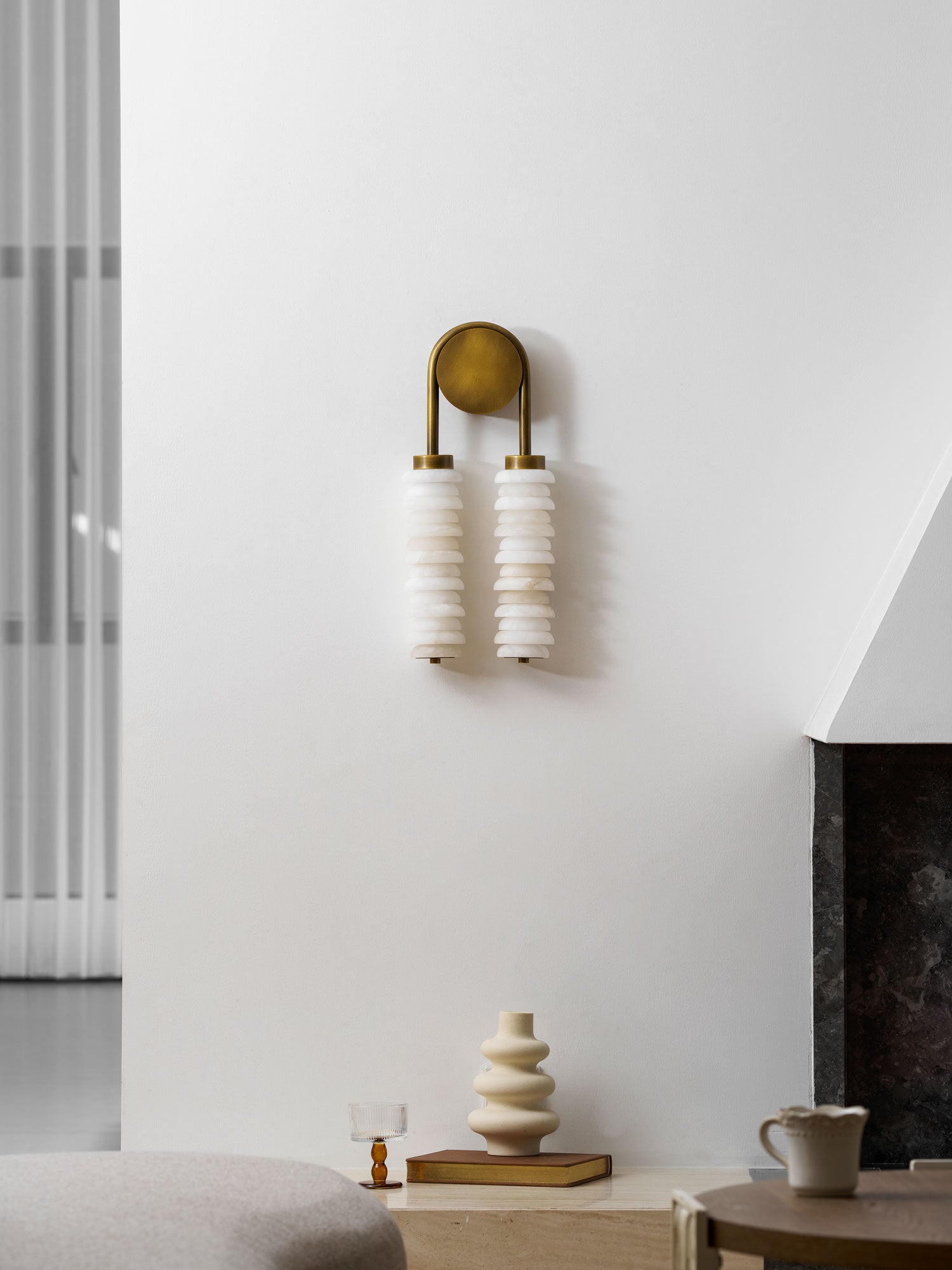 Calla Ribbed Alabaster Sconce