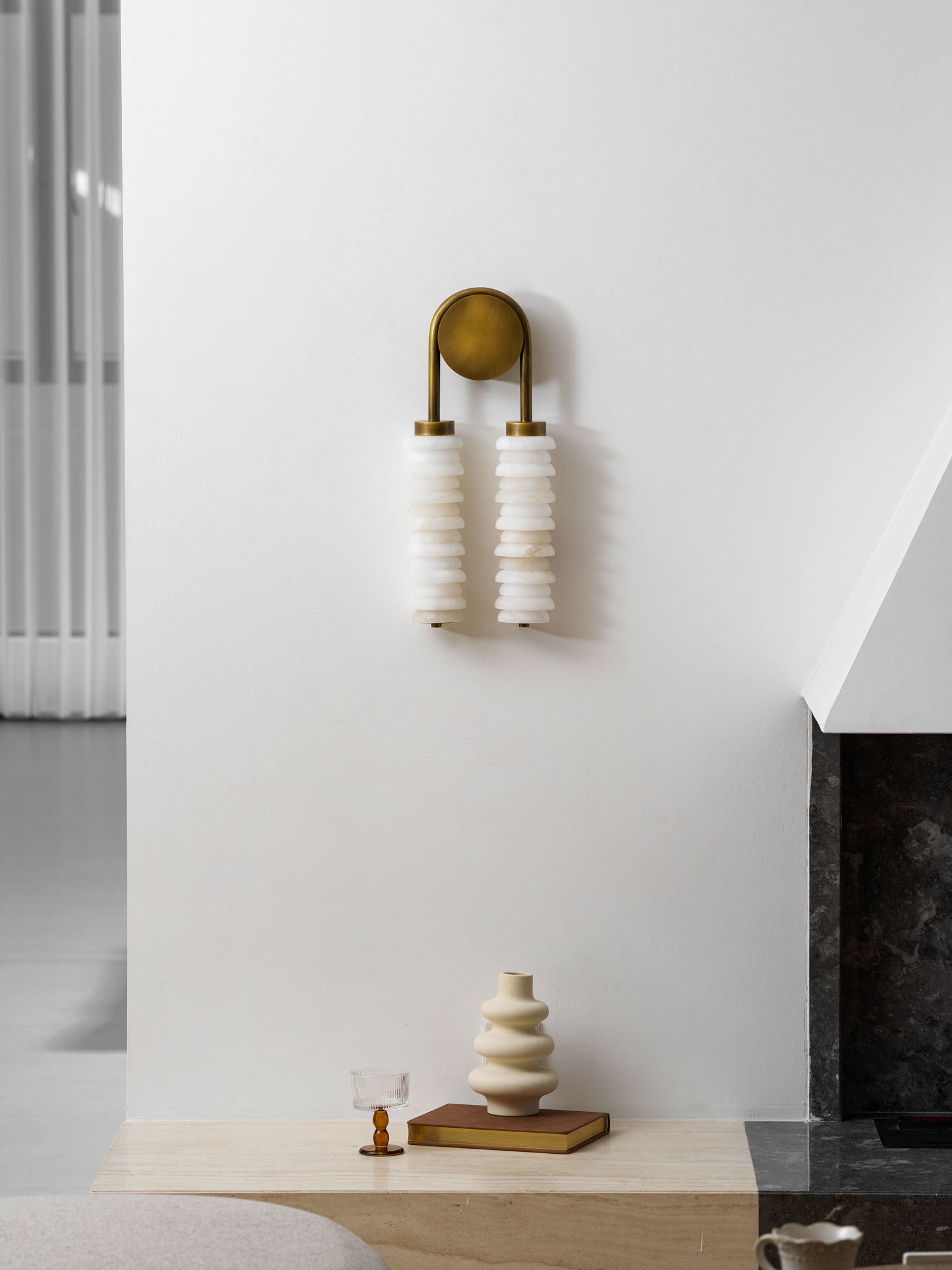 Calla Ribbed Alabaster Sconce
