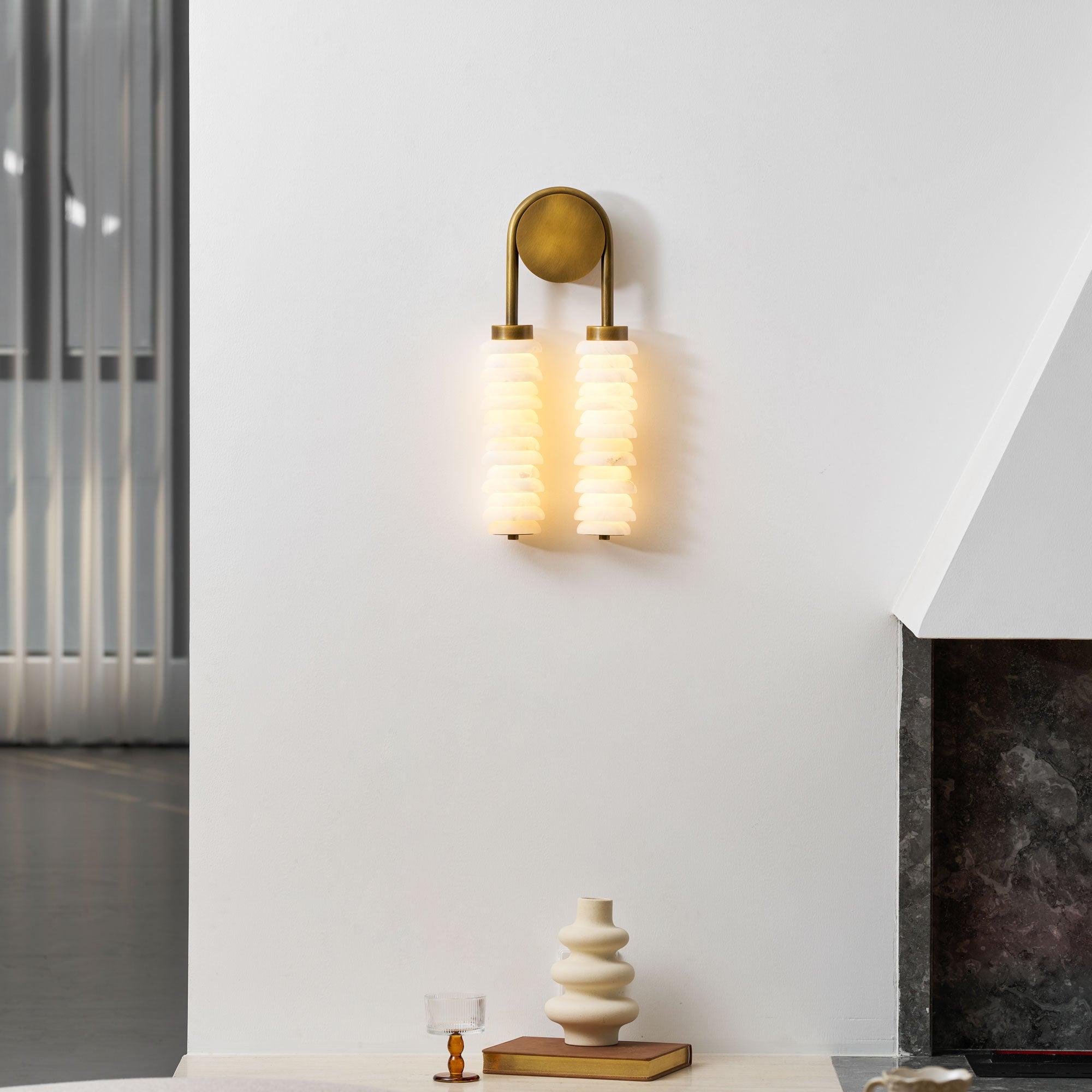Calla Ribbed Alabaster Sconce