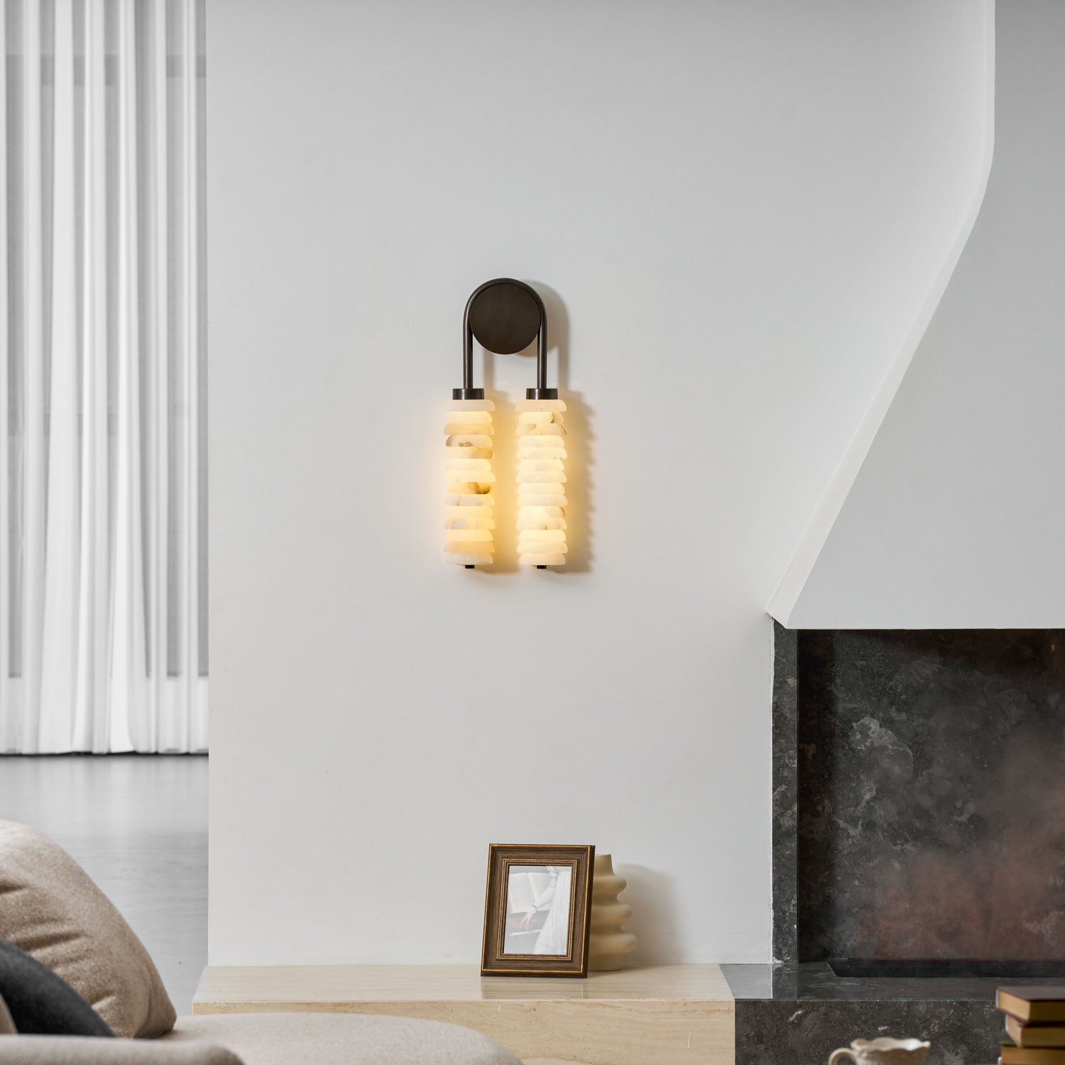 Calla Ribbed Alabaster Sconce