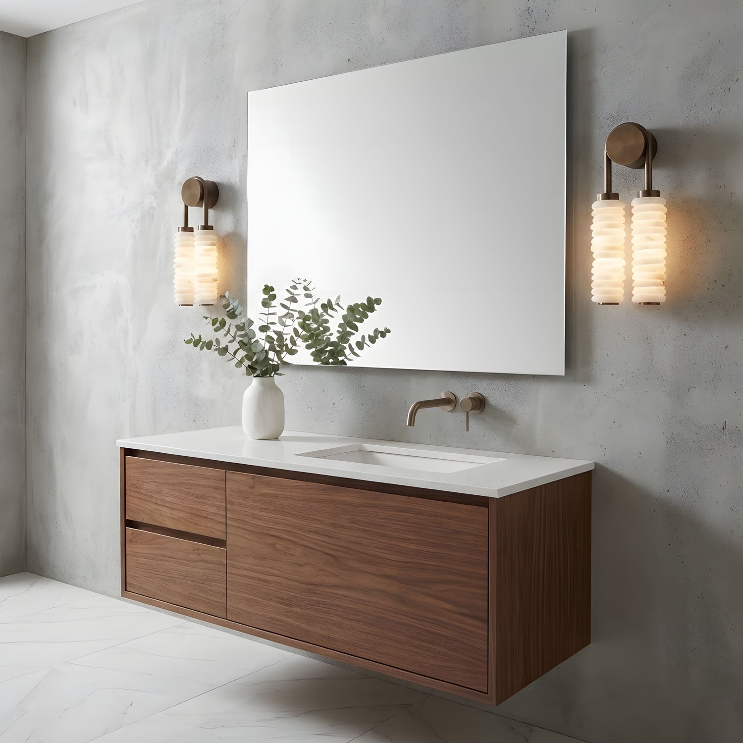 Calla Ribbed Alabaster Sconce