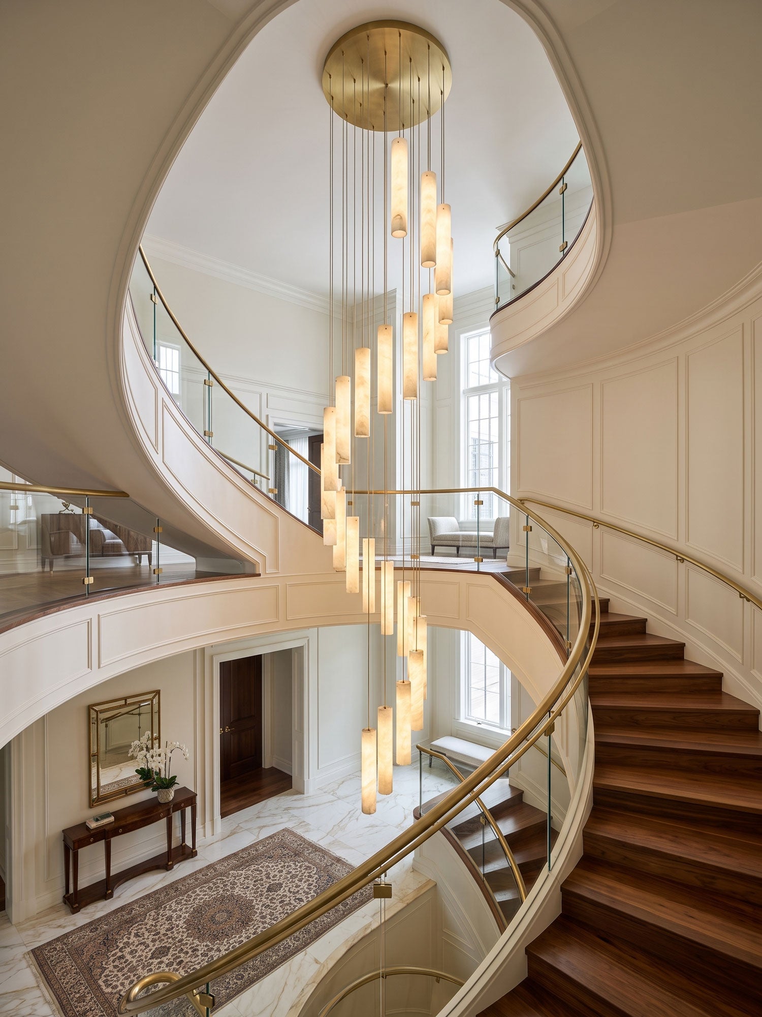 Column Alabaster Staircase Chandelier