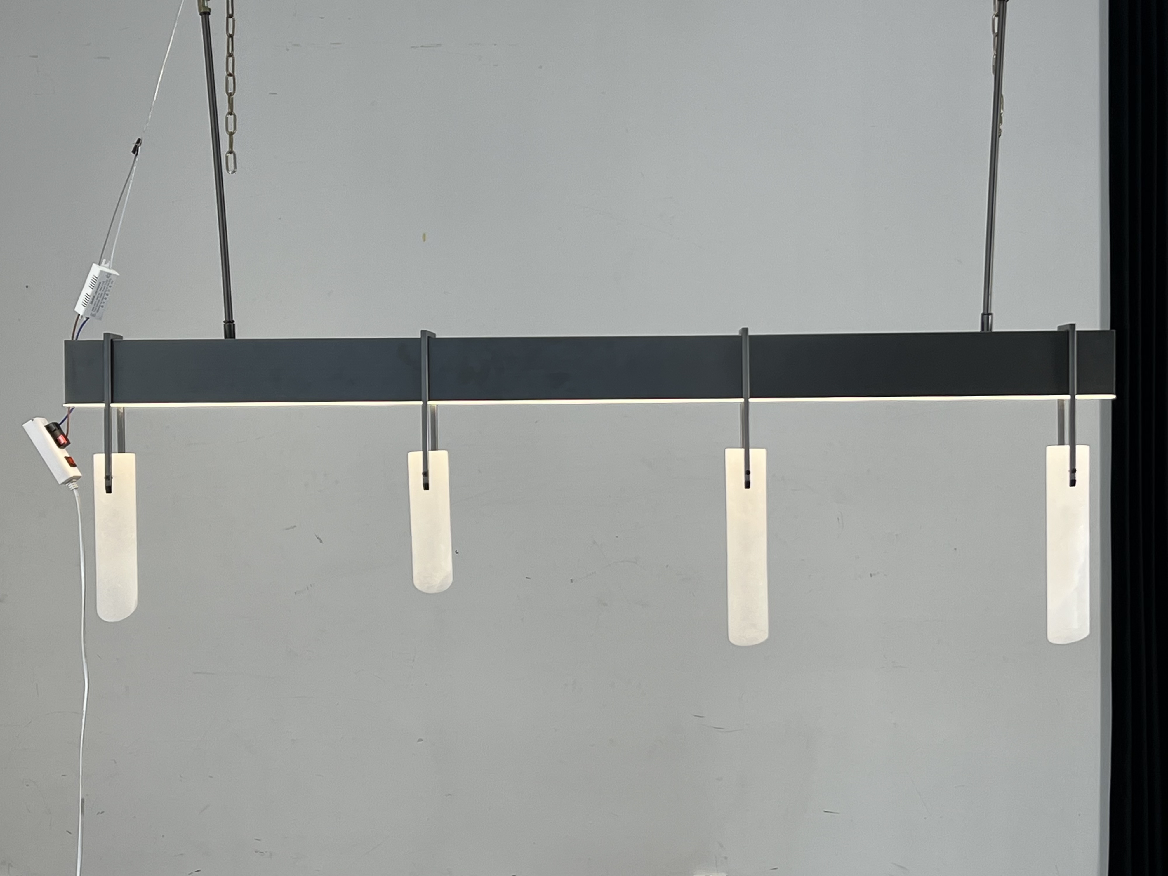 CASA Lighting Linear Alabaster & Blackened Brass Chandelier