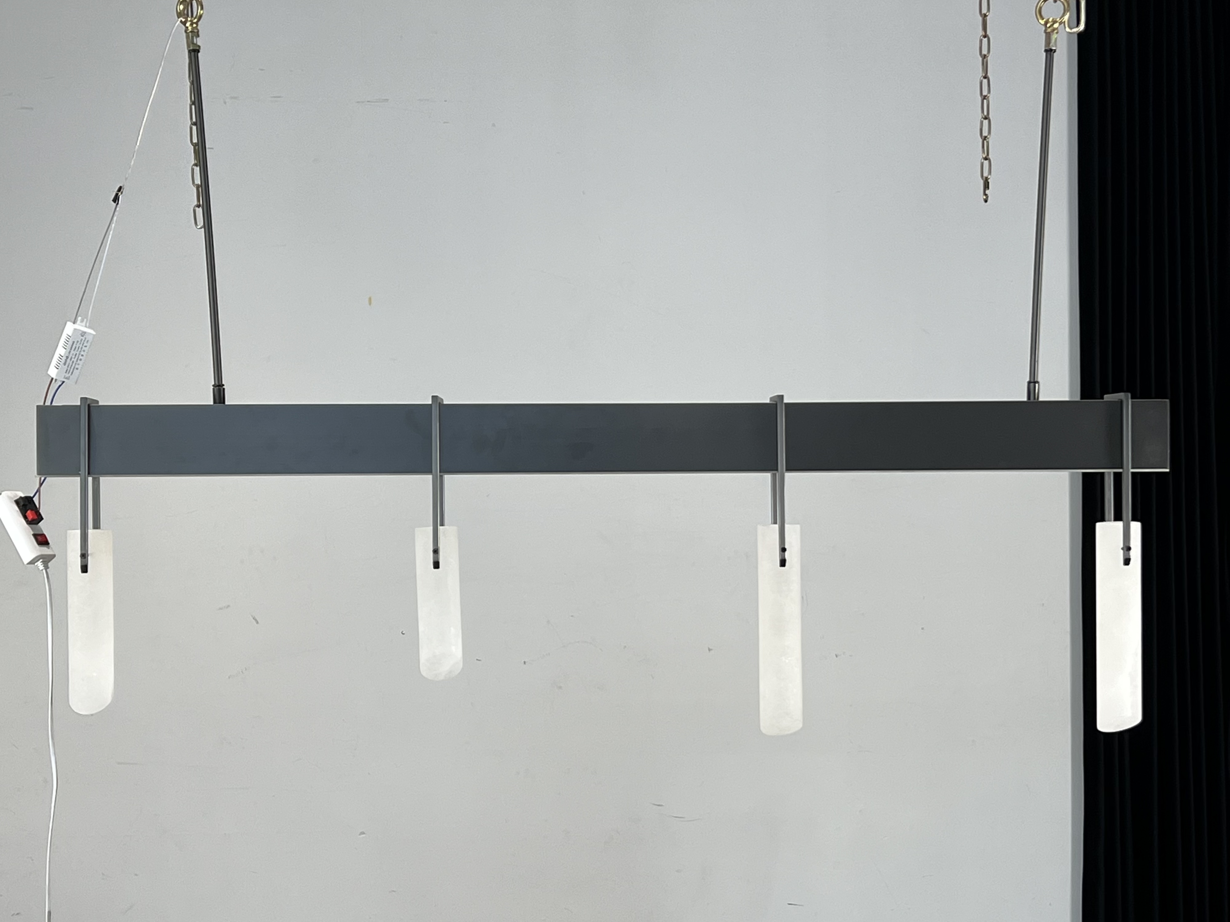 CASA Lighting Linear Alabaster & Blackened Brass Chandelier