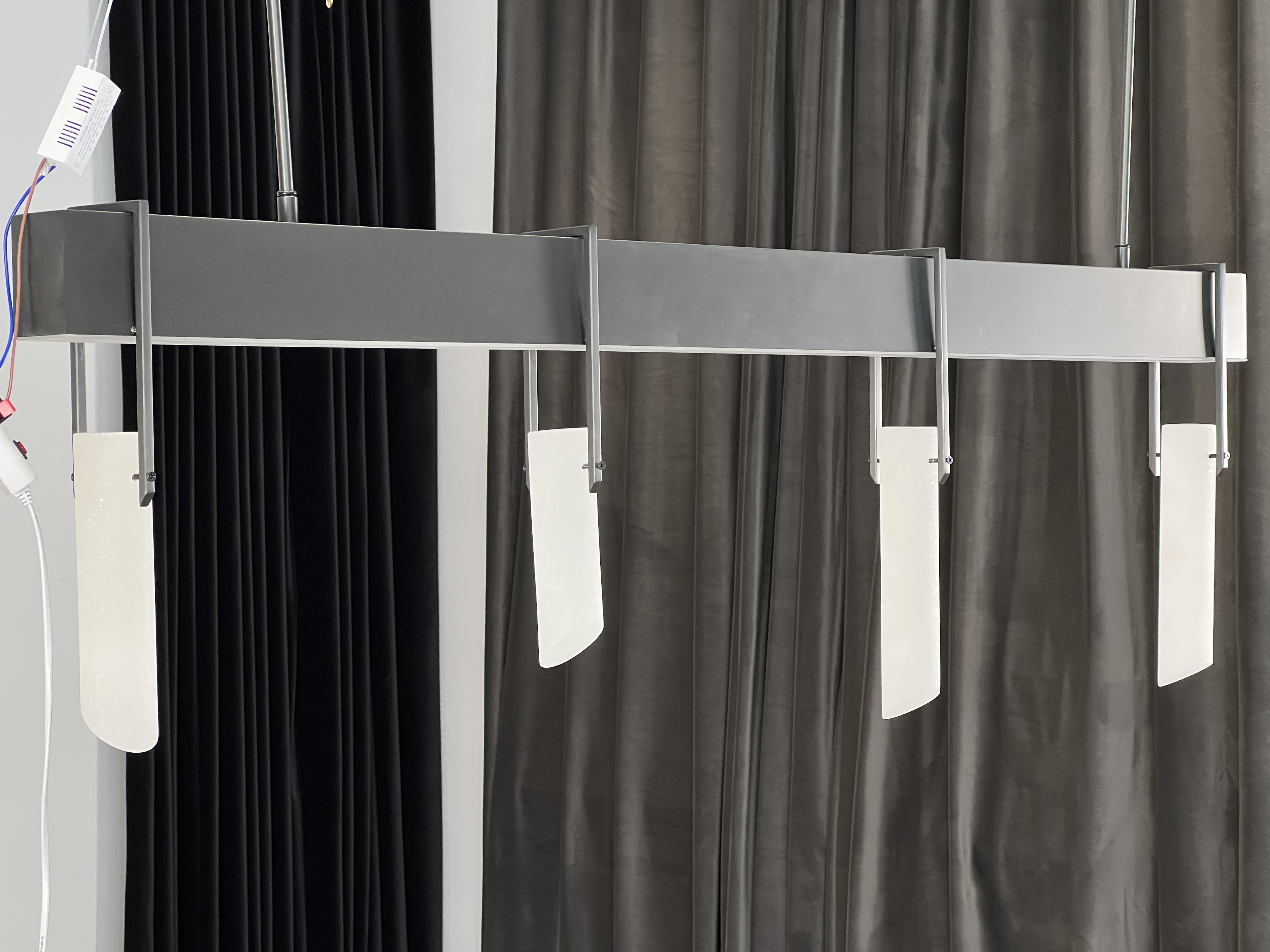 CASA Lighting Linear Alabaster & Blackened Brass Chandelier