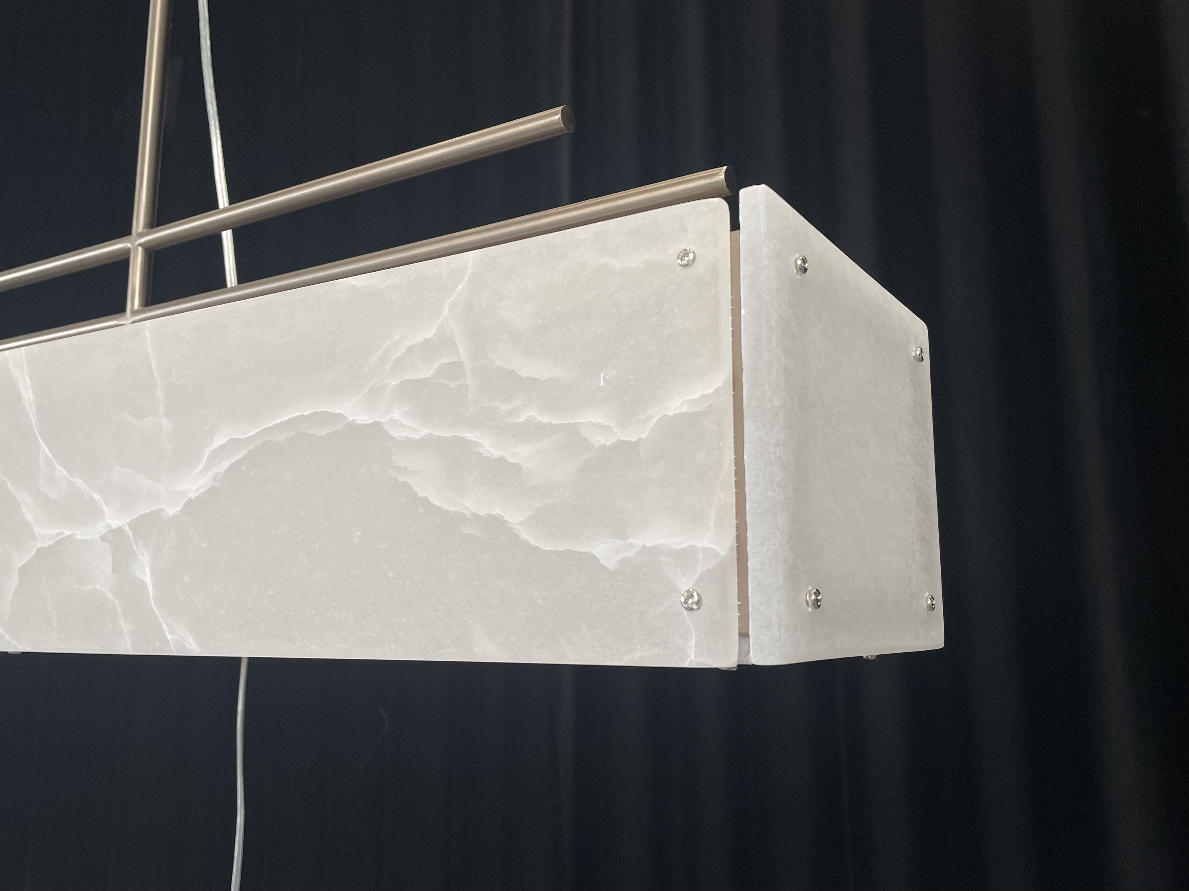 CASA Lighting Linear Alabaster & Brass Modular Chandelier