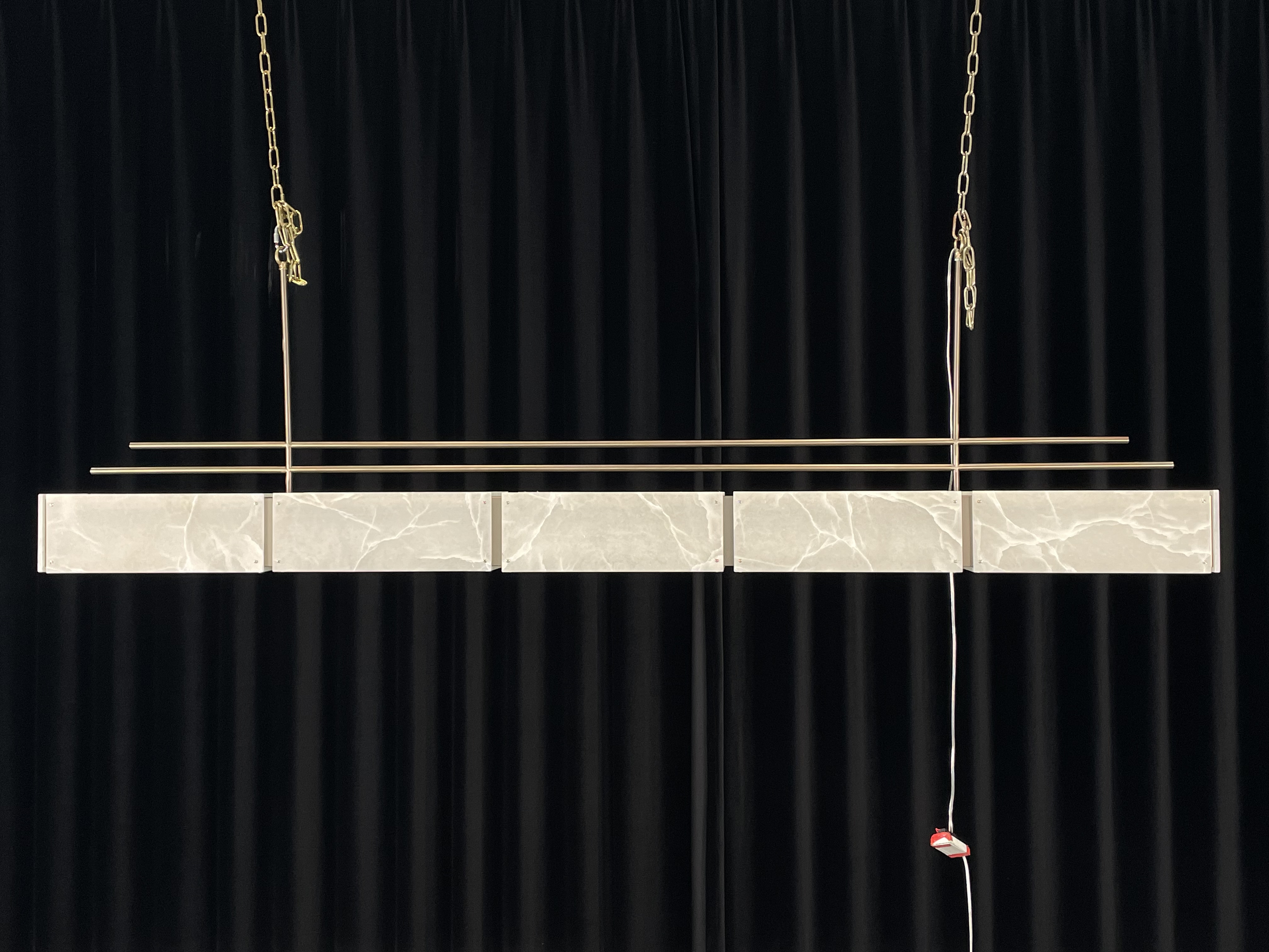CASA Lighting Linear Alabaster & Brass Modular Chandelier