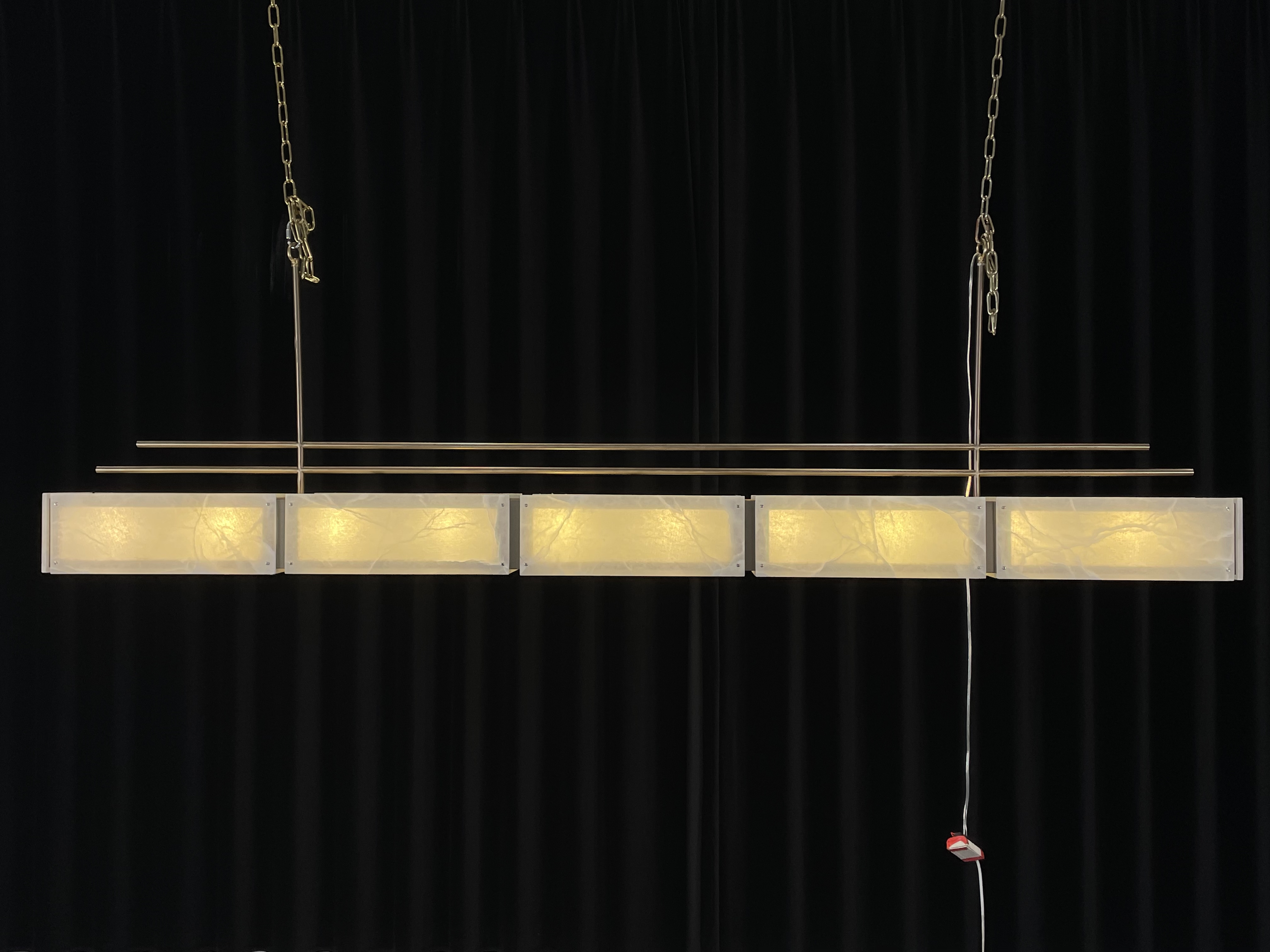 CASA Lighting Linear Alabaster & Brass Modular Chandelier