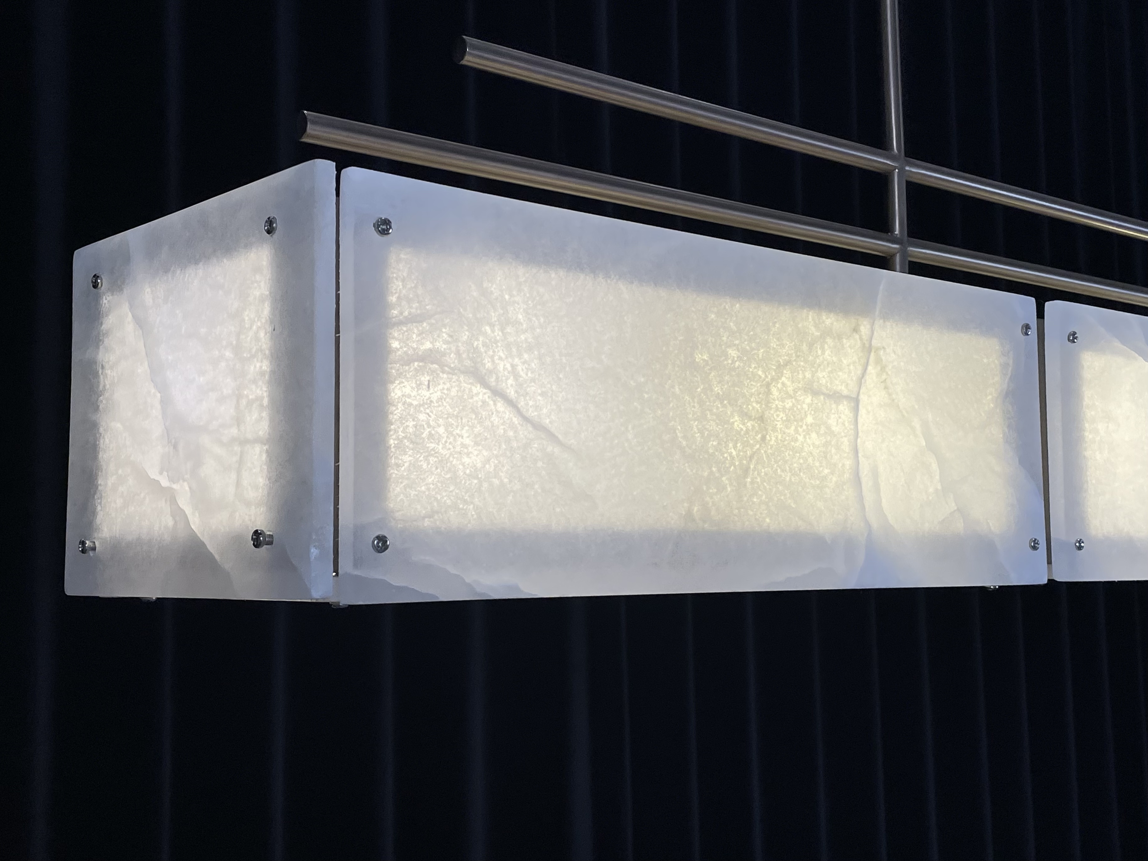 CASA Lighting Linear Alabaster & Brass Modular Chandelier