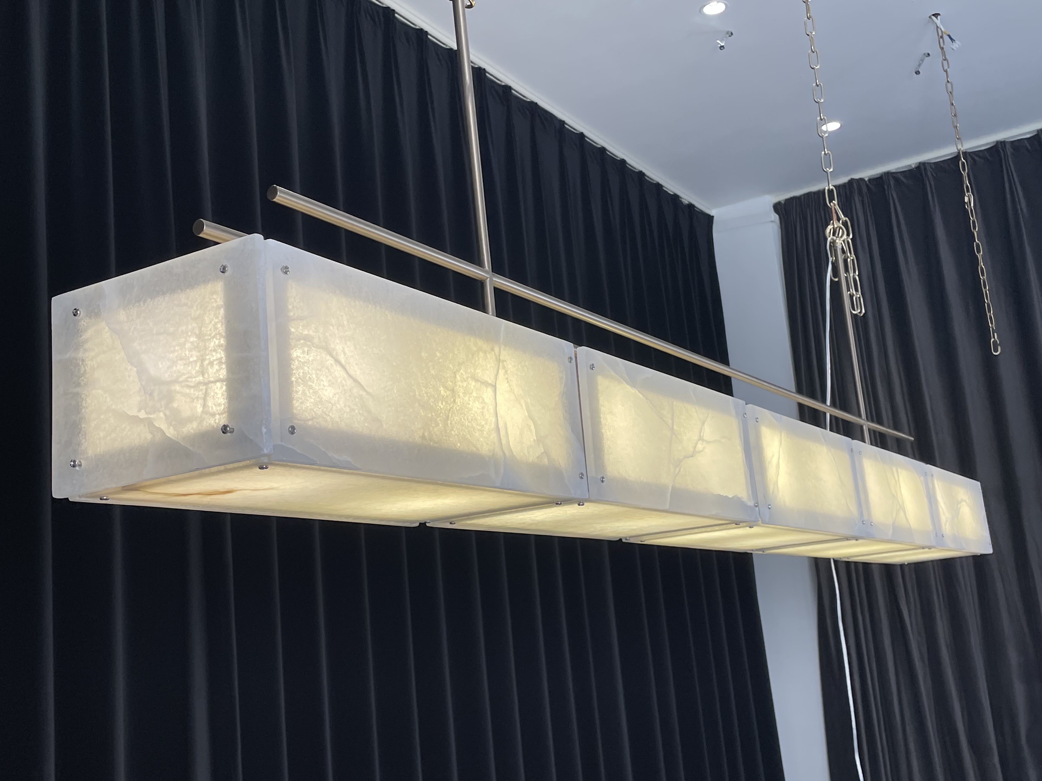 CASA Lighting Linear Alabaster & Brass Modular Chandelier
