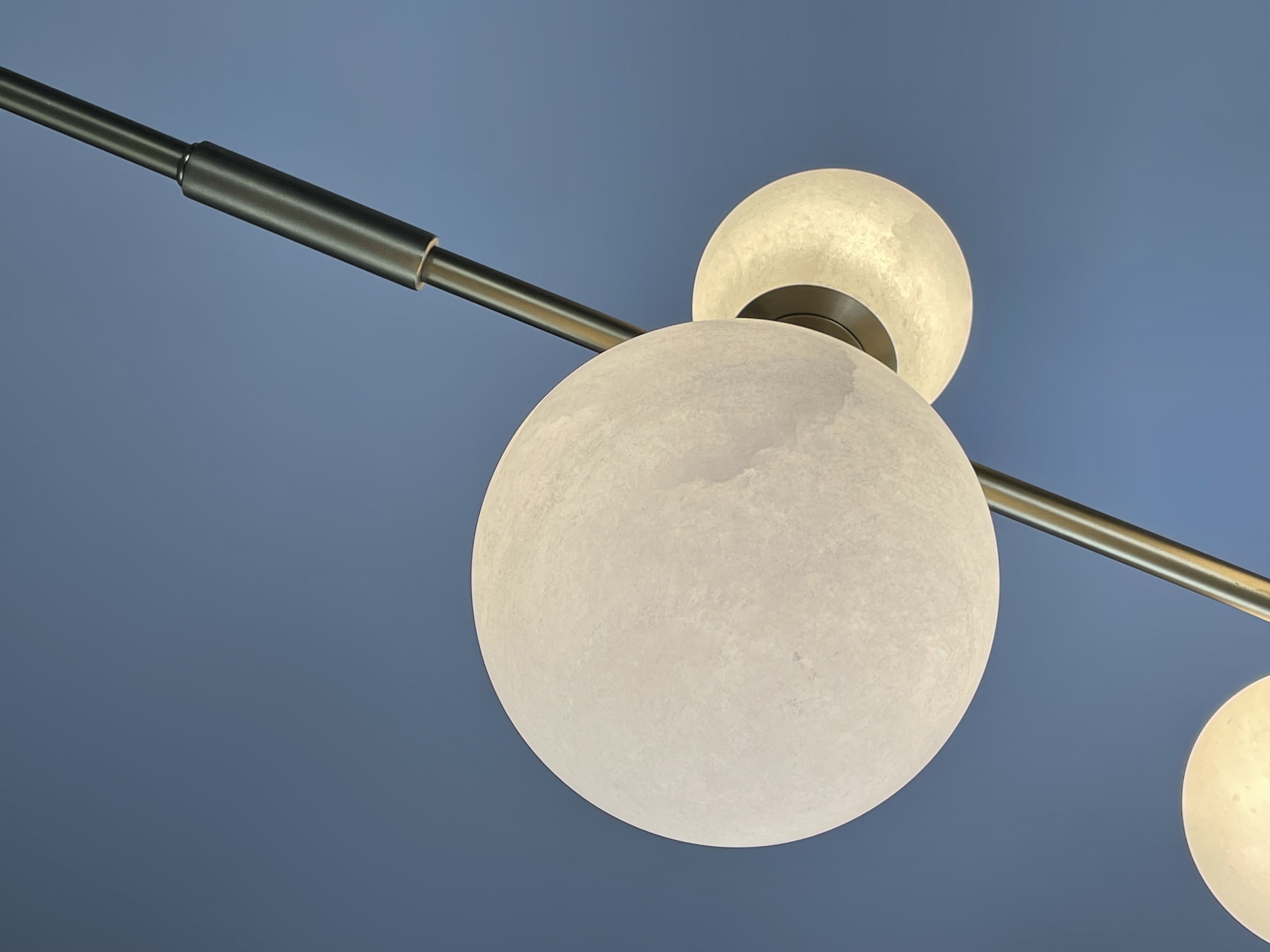 CASA Lighting Vertical Alabaster & Brass Sphere Pendant Light