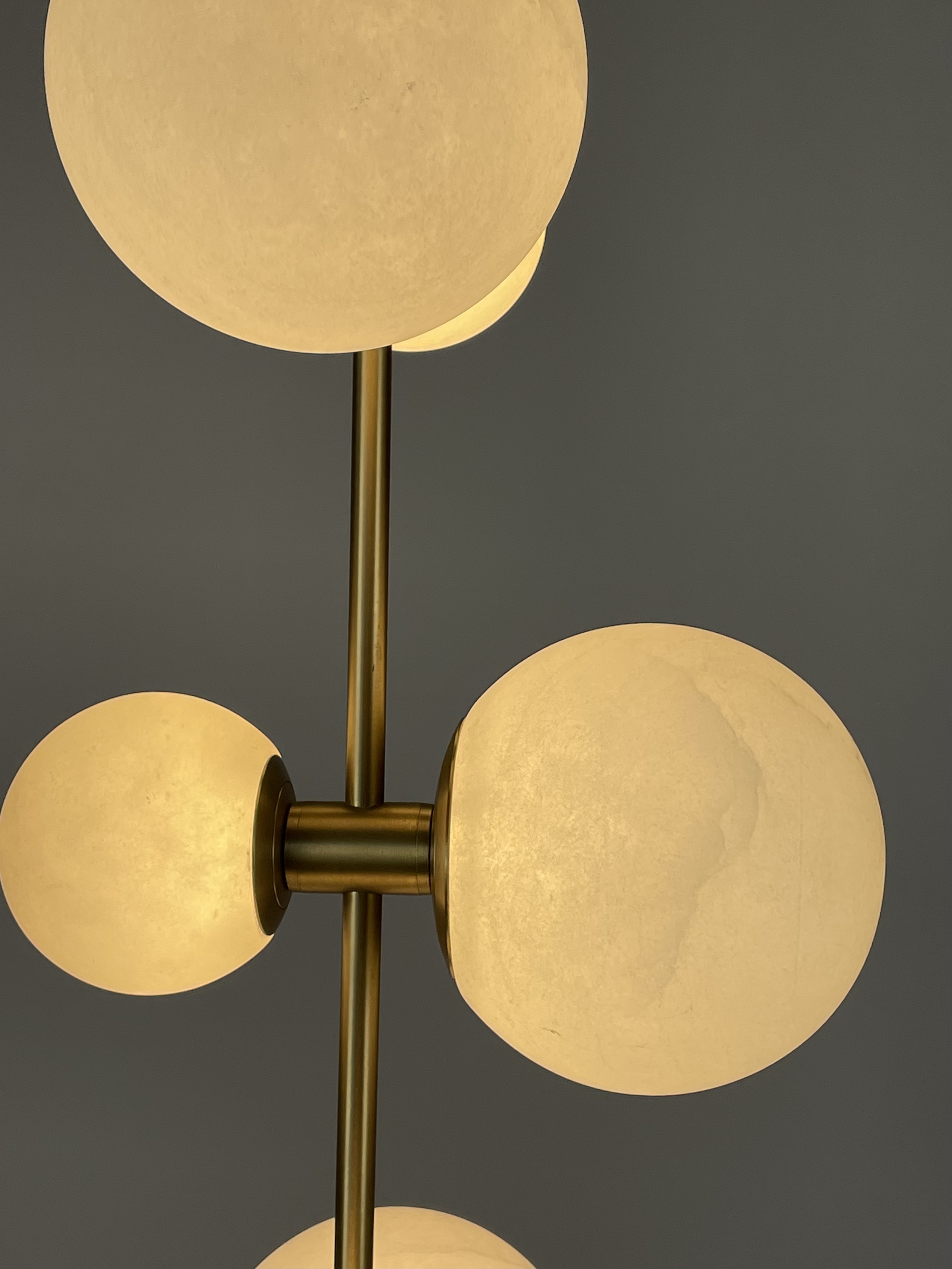 CASA Lighting Vertical Alabaster & Brass Sphere Pendant Light