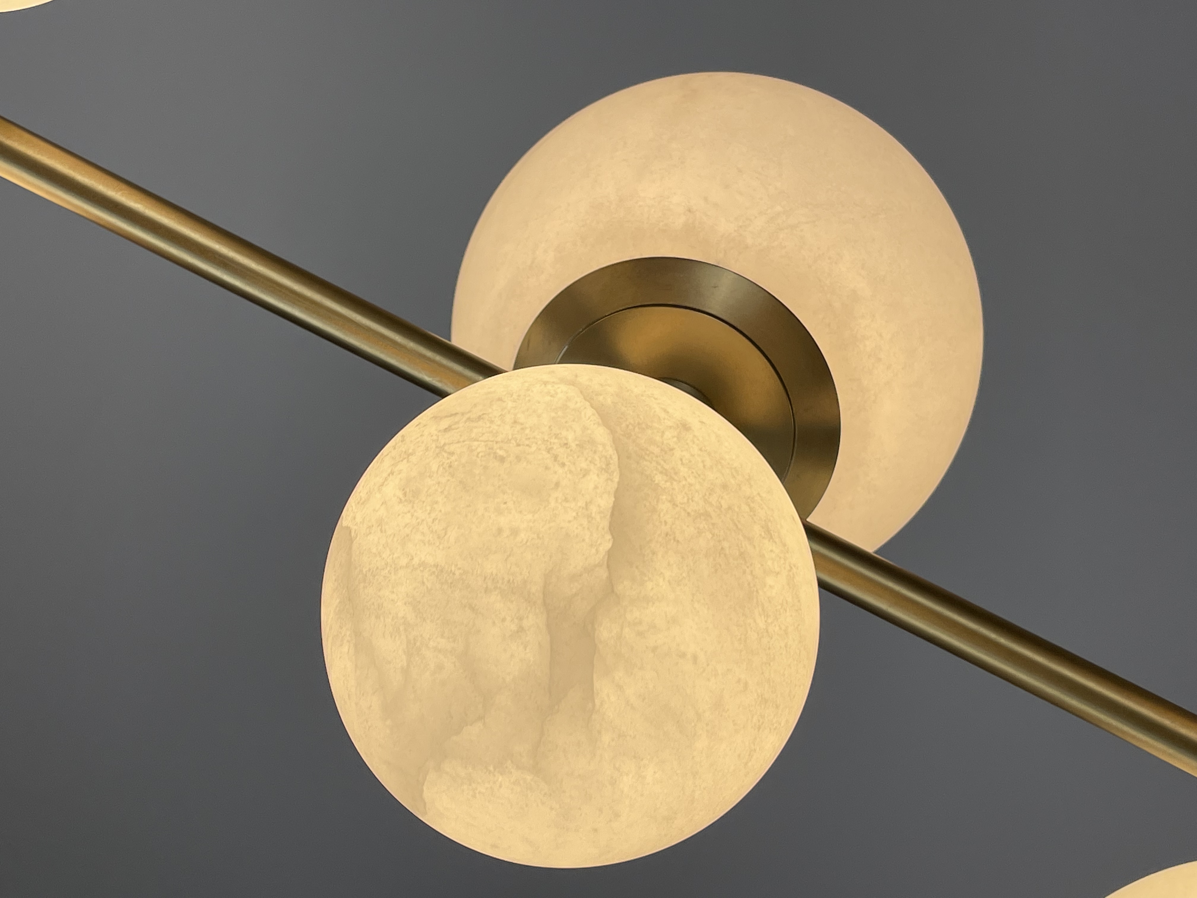 CASA Lighting Vertical Alabaster & Brass Sphere Pendant Light