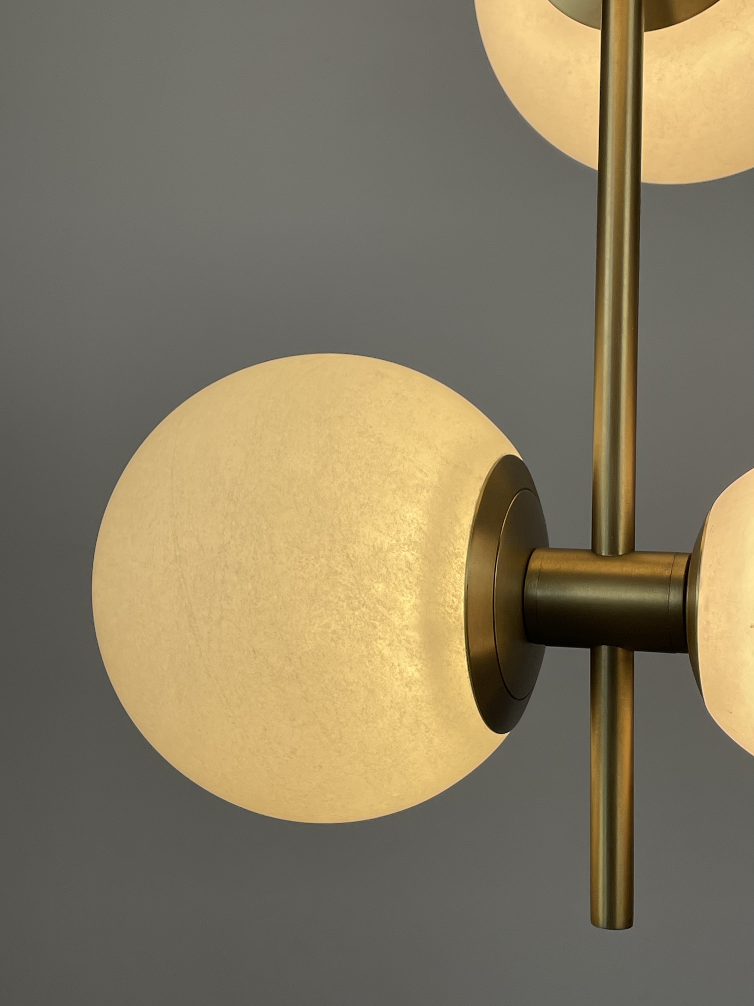 CASA Lighting Vertical Alabaster & Brass Sphere Pendant Light