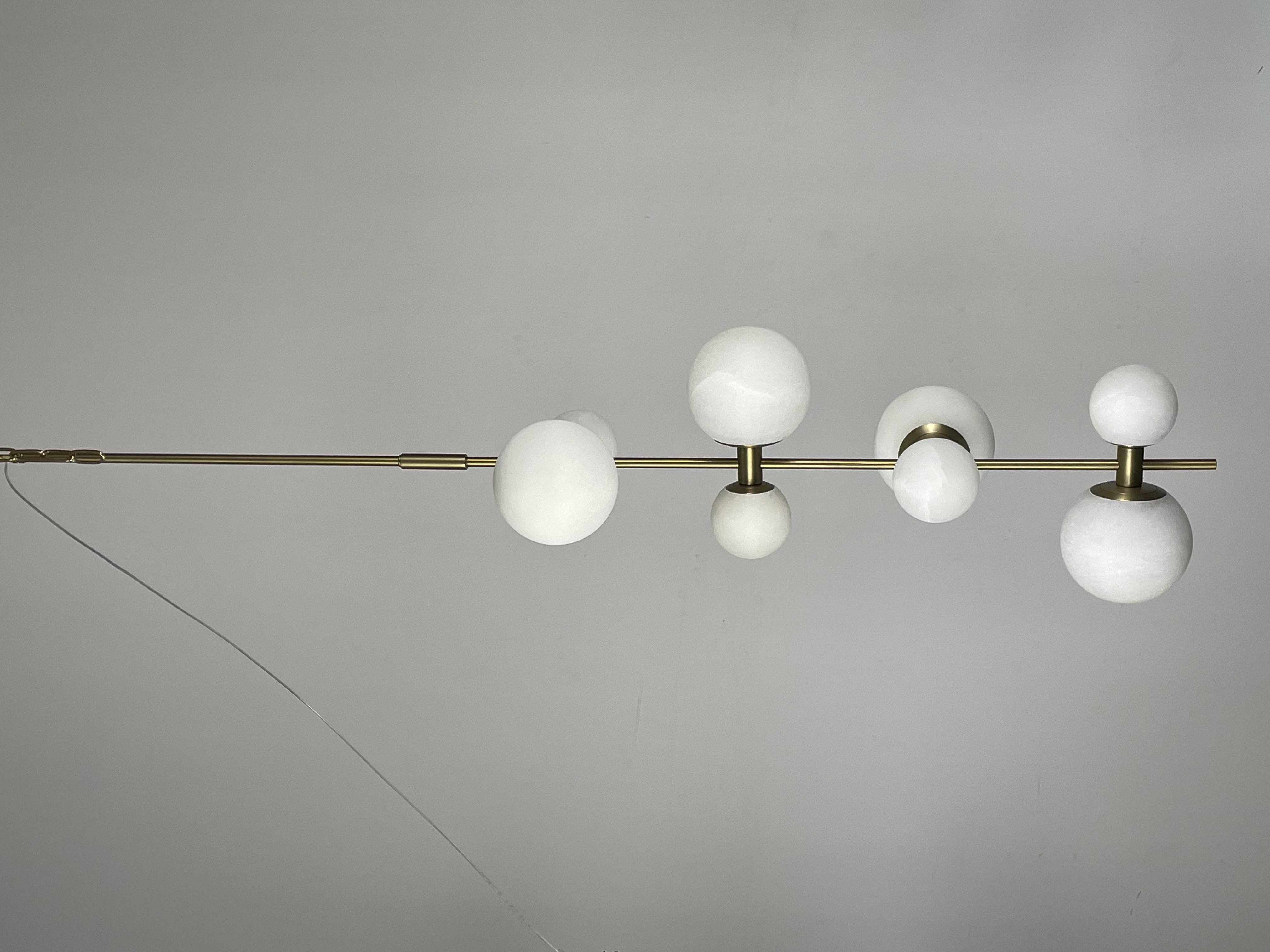 CASA Lighting Vertical Alabaster & Brass Sphere Pendant Light