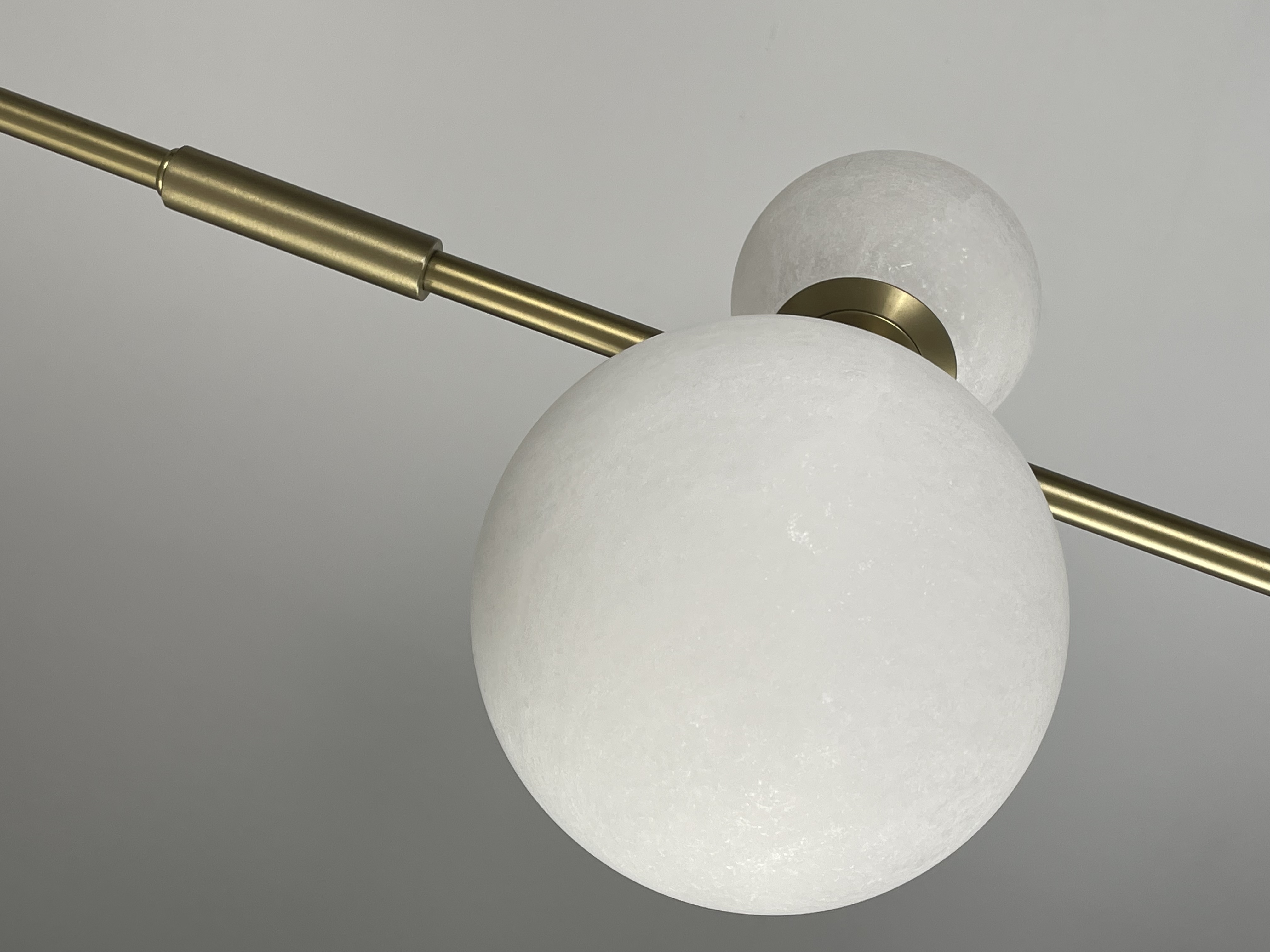 CASA Lighting Vertical Alabaster & Brass Sphere Pendant Light